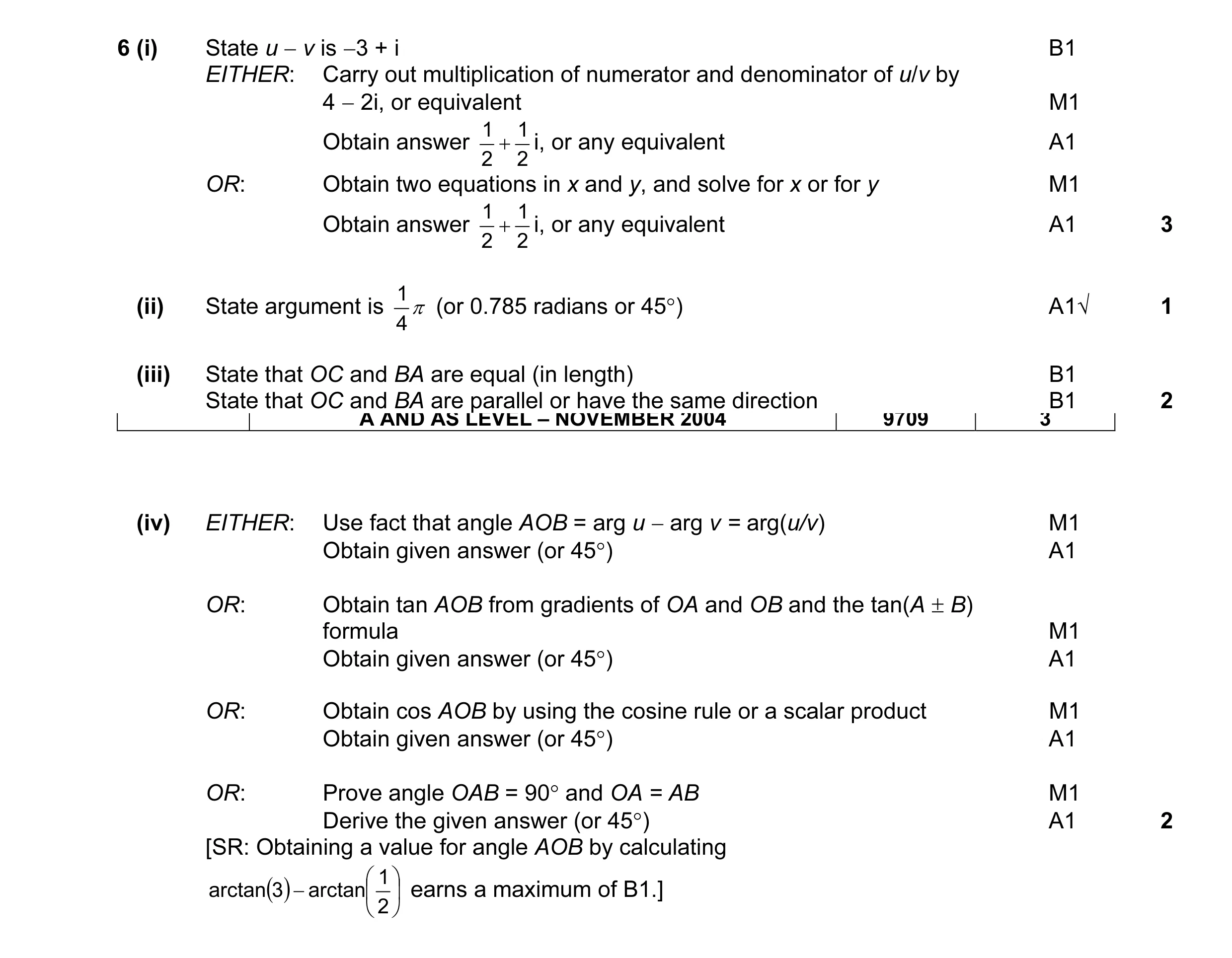 Mark scheme for question 1