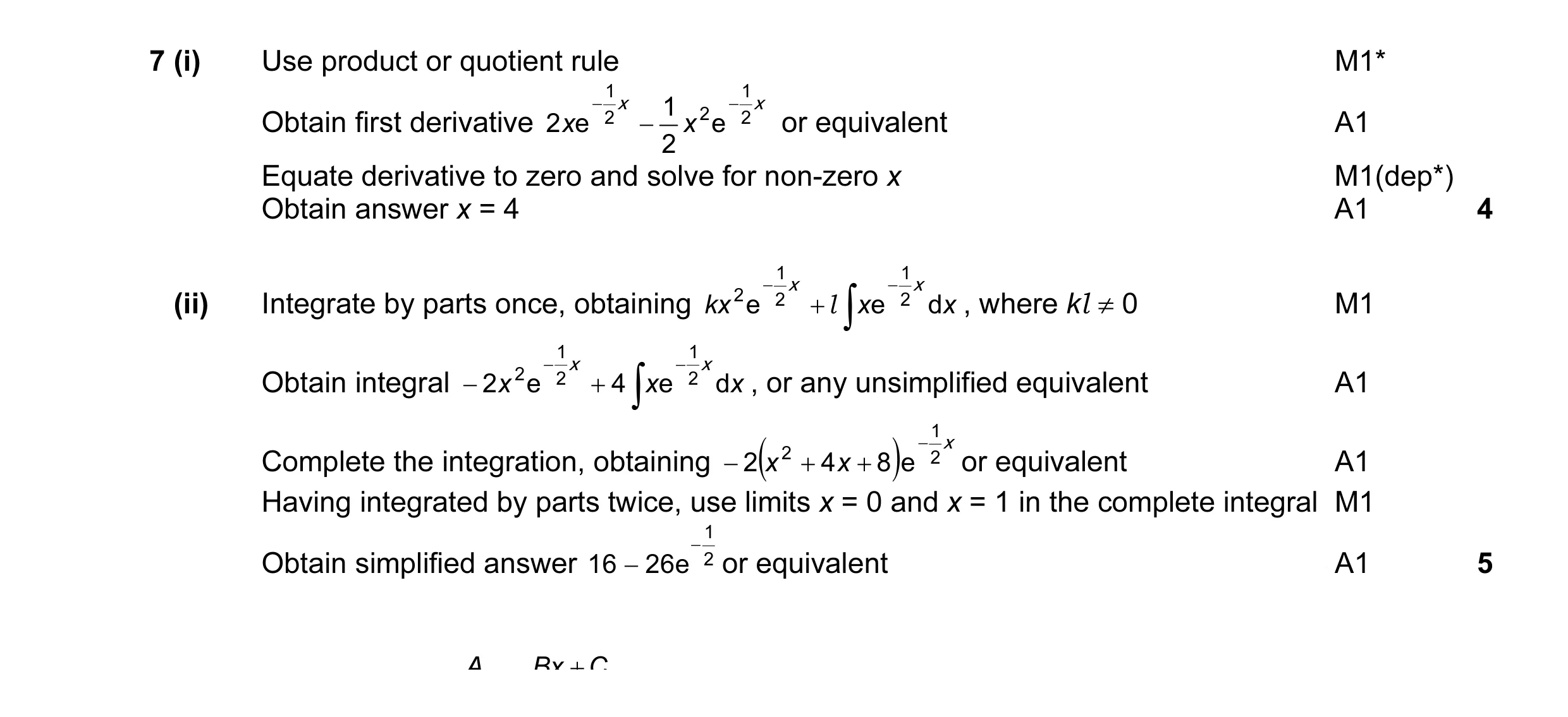 Mark scheme for question 1