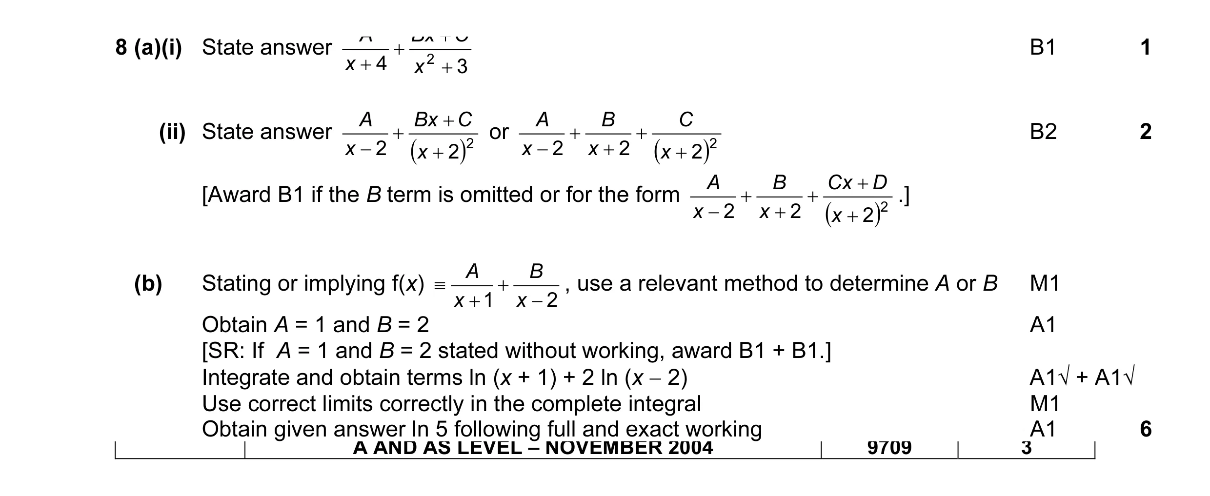 Mark scheme for question 1