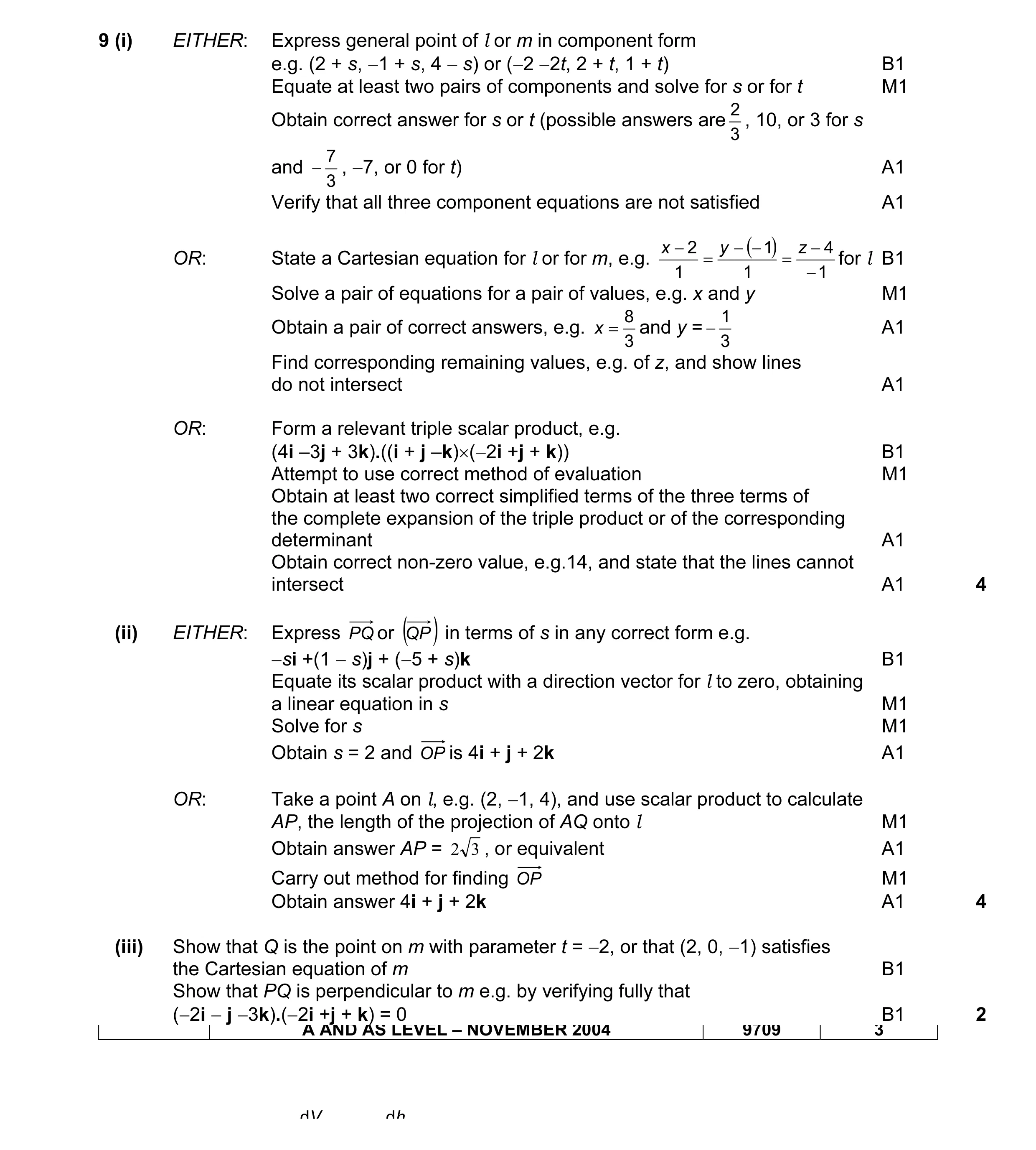 Mark scheme for question 1