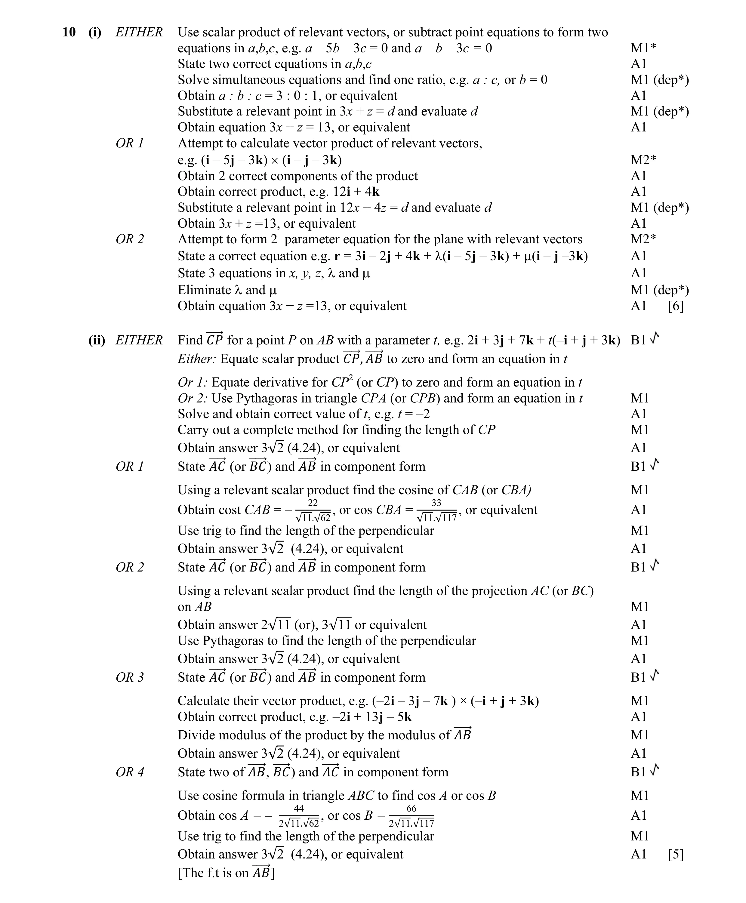 Mark scheme for question 23