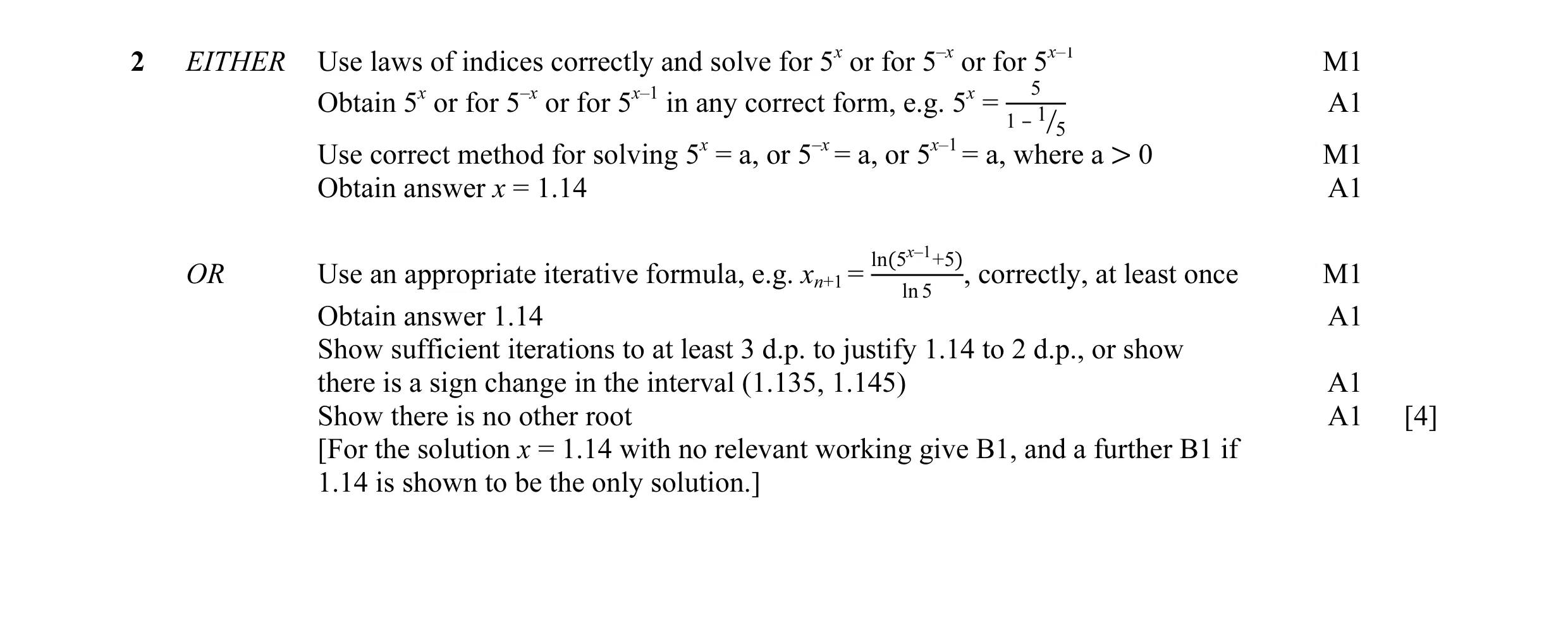 Mark scheme for question 7