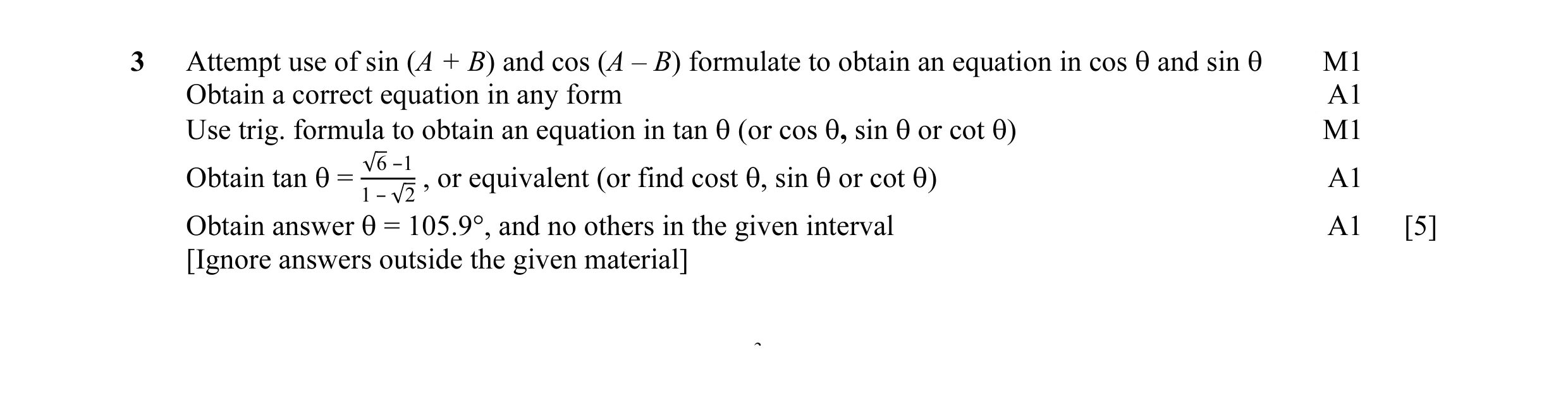 Mark scheme for question 33