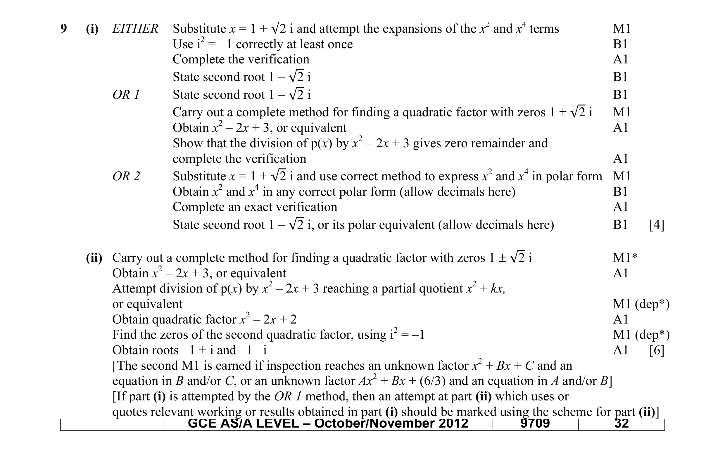 Mark scheme for question 27