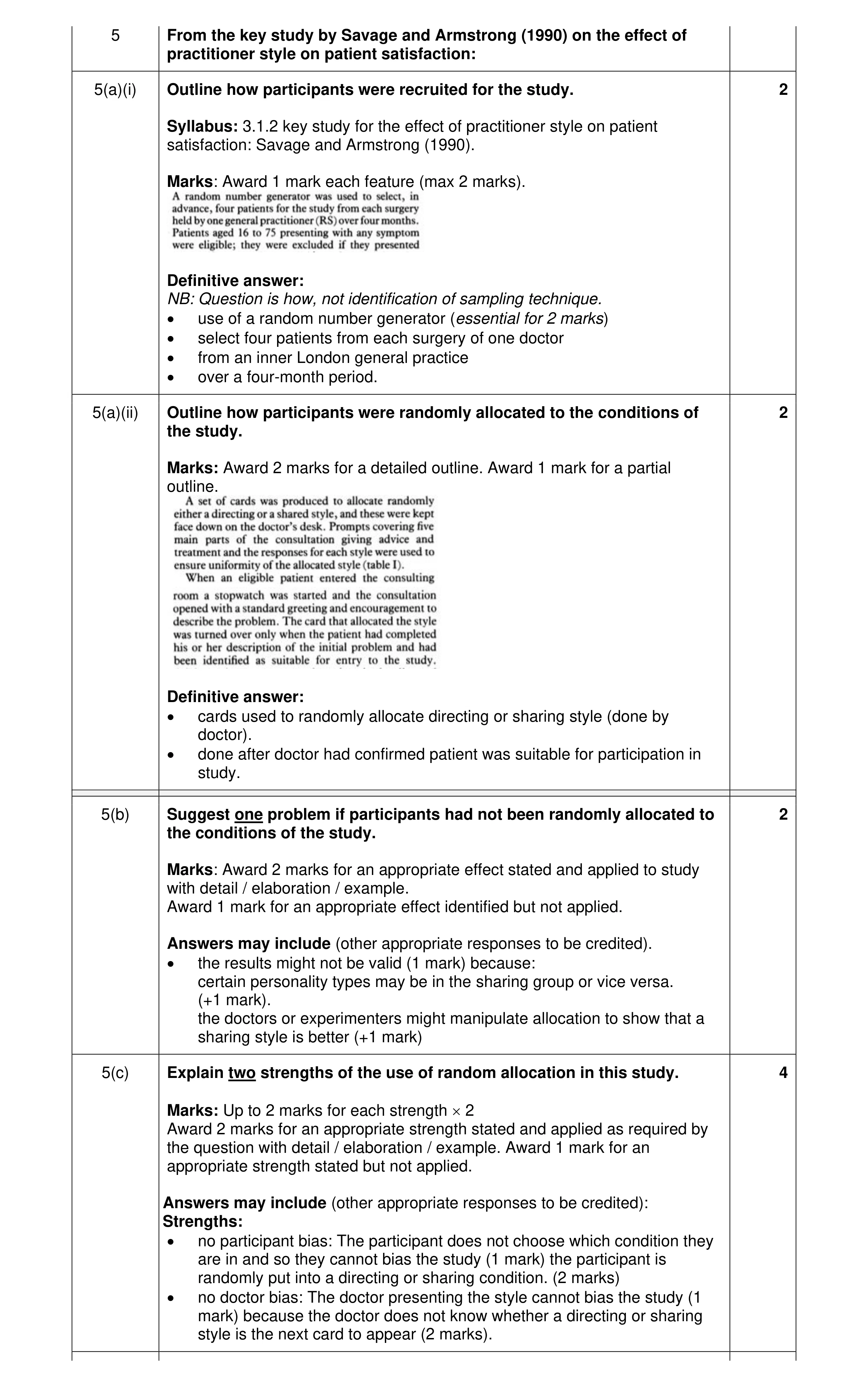 Mark scheme for question 46