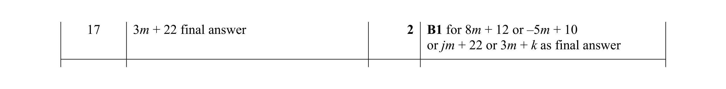 Mark scheme for question 107