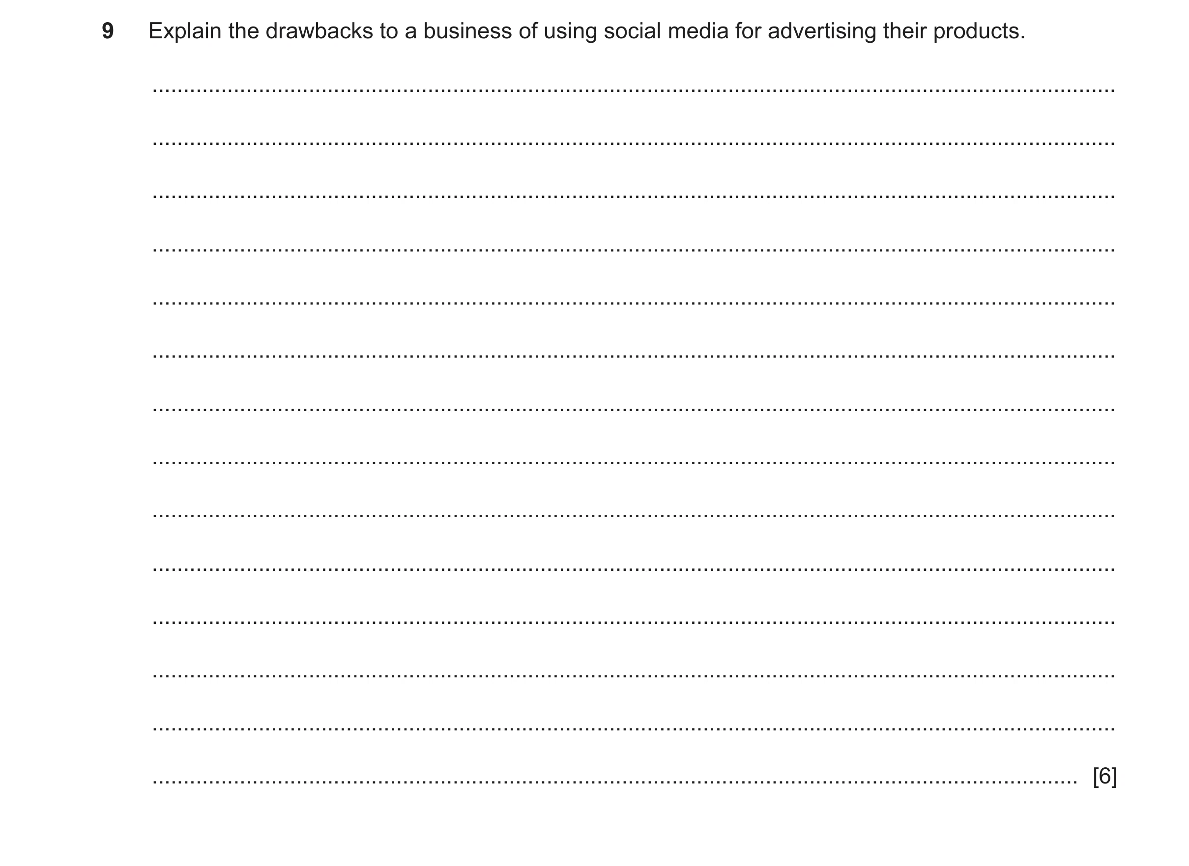 Question 22: Explain the drawbacks to a business of using social media for advertising their products. .................................................…