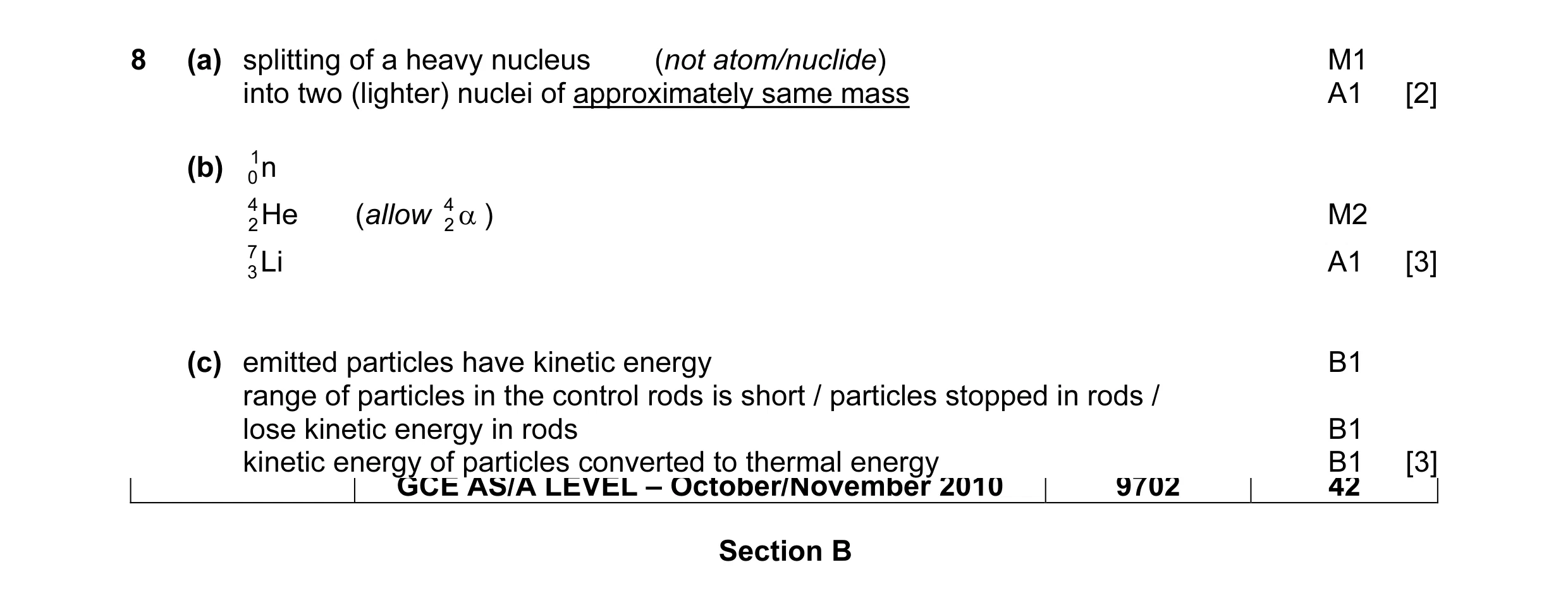 Mark scheme for question 4