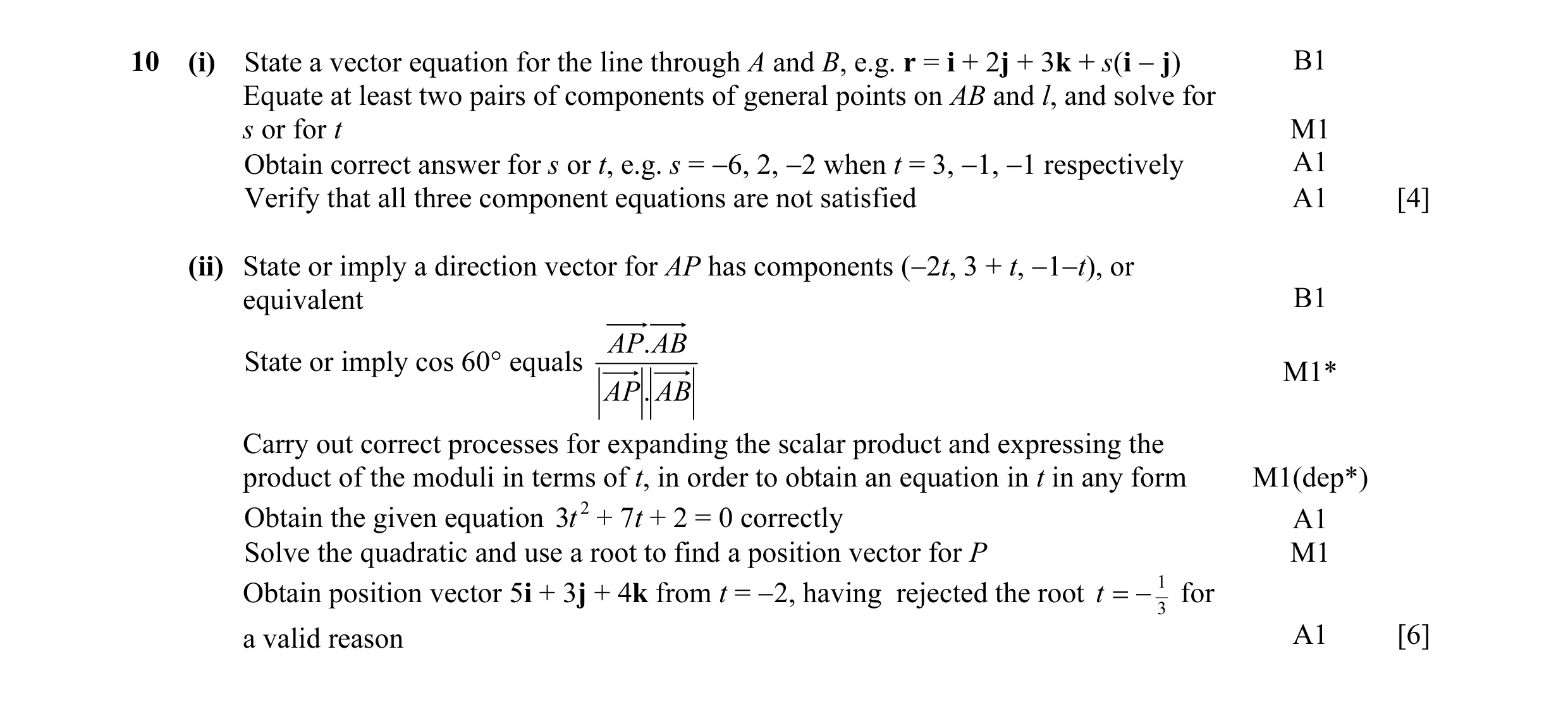 Mark scheme for question 5