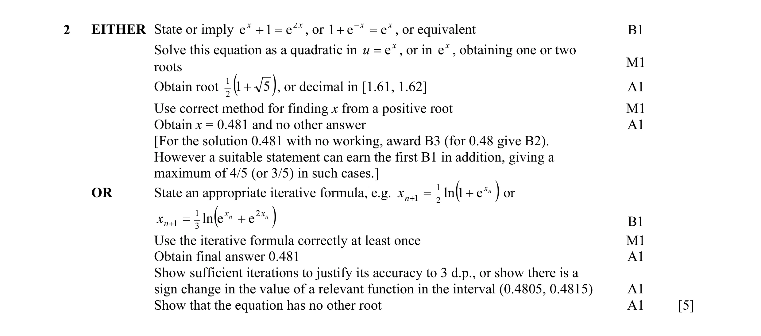 Mark scheme for question 2