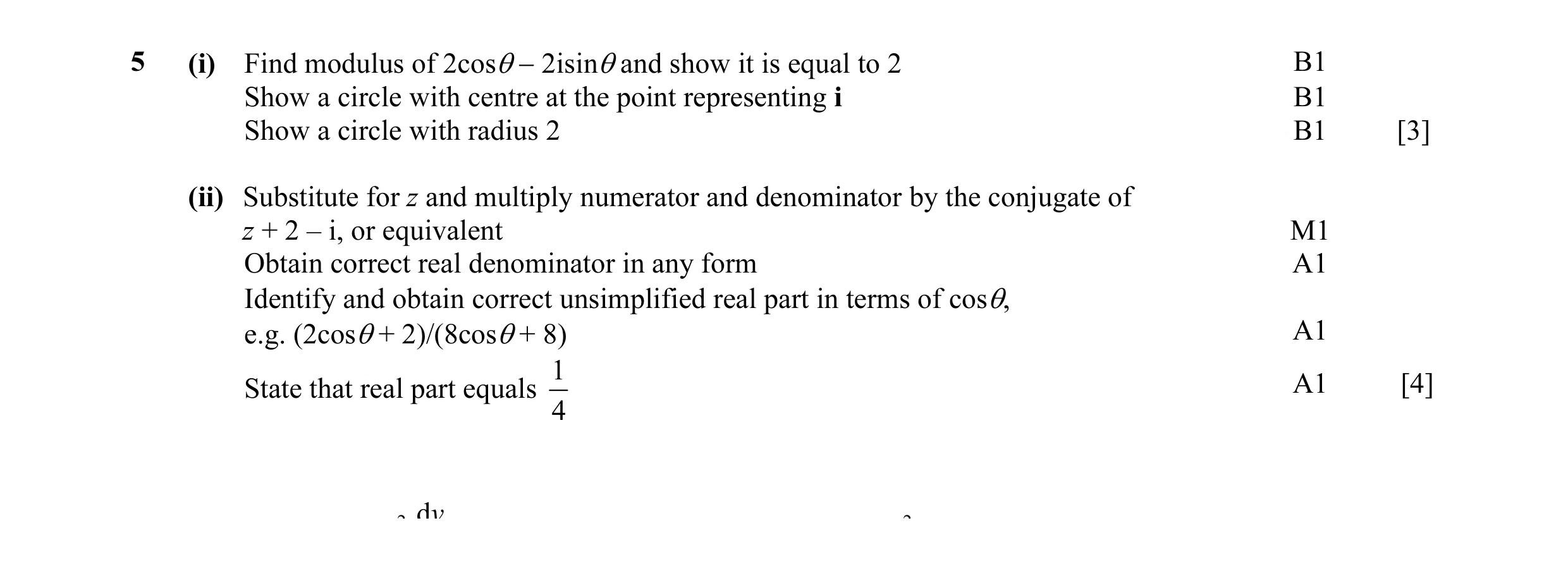 Mark scheme for question 5