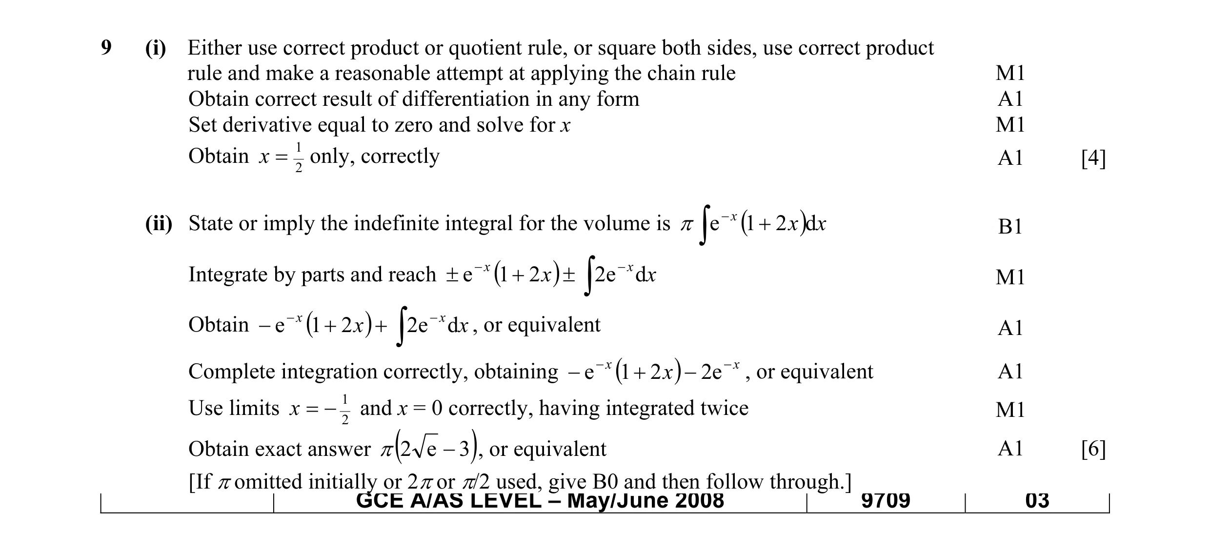 Mark scheme for question 4