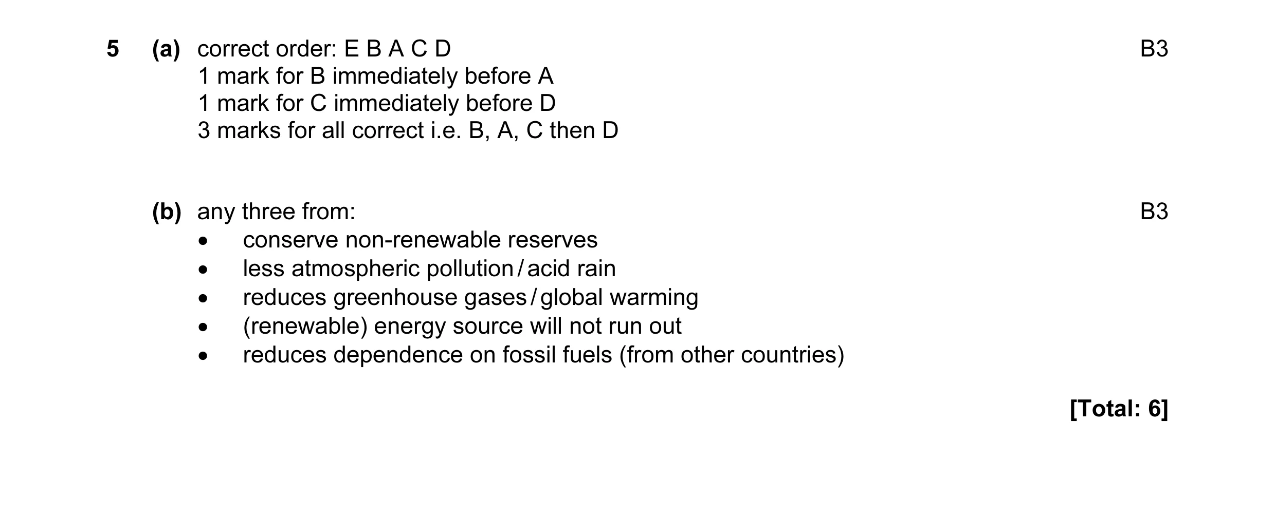 Mark scheme for question 62