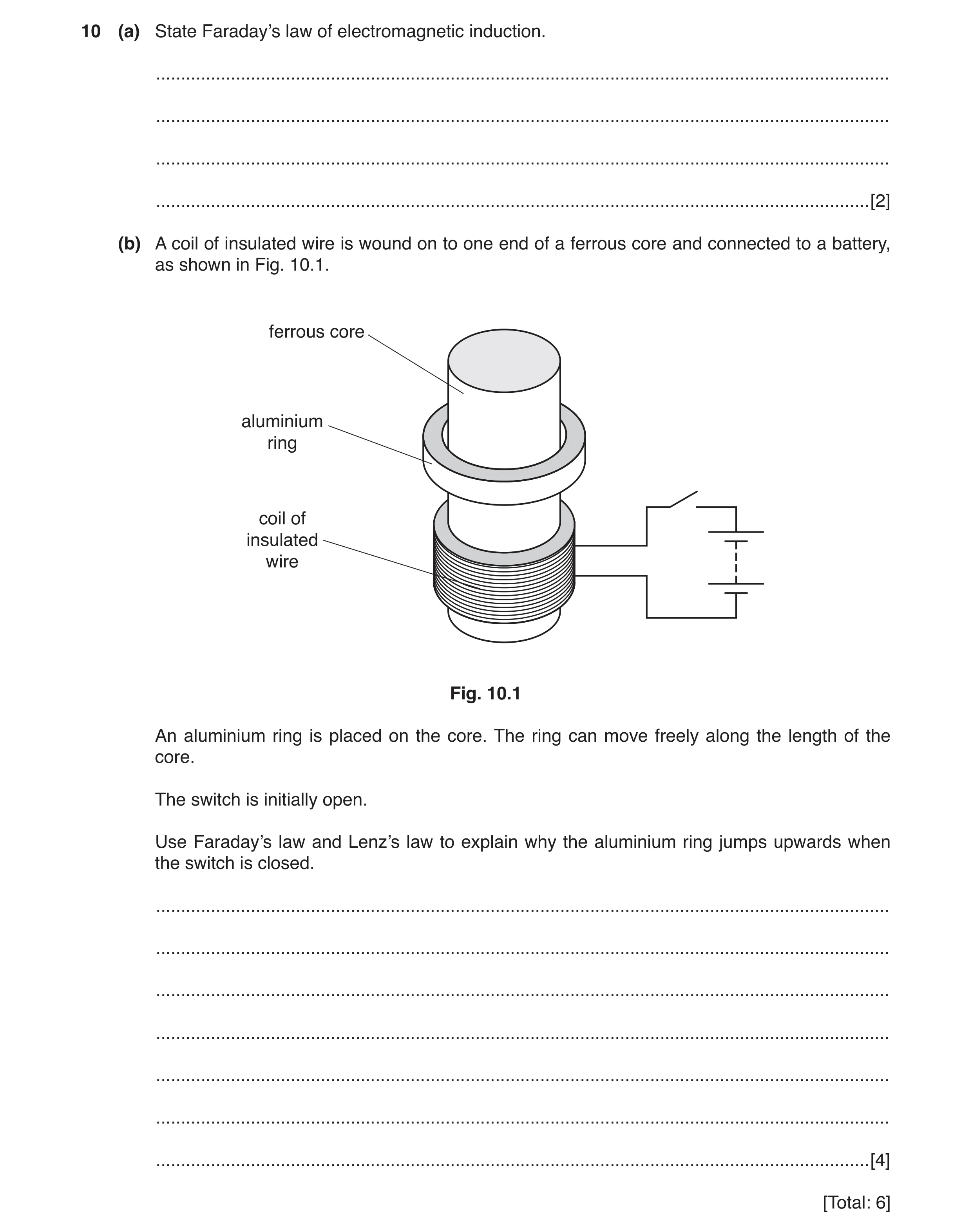 Question 9: (a) State Faraday’s law of electromagnetic induction. .....................................................................................…