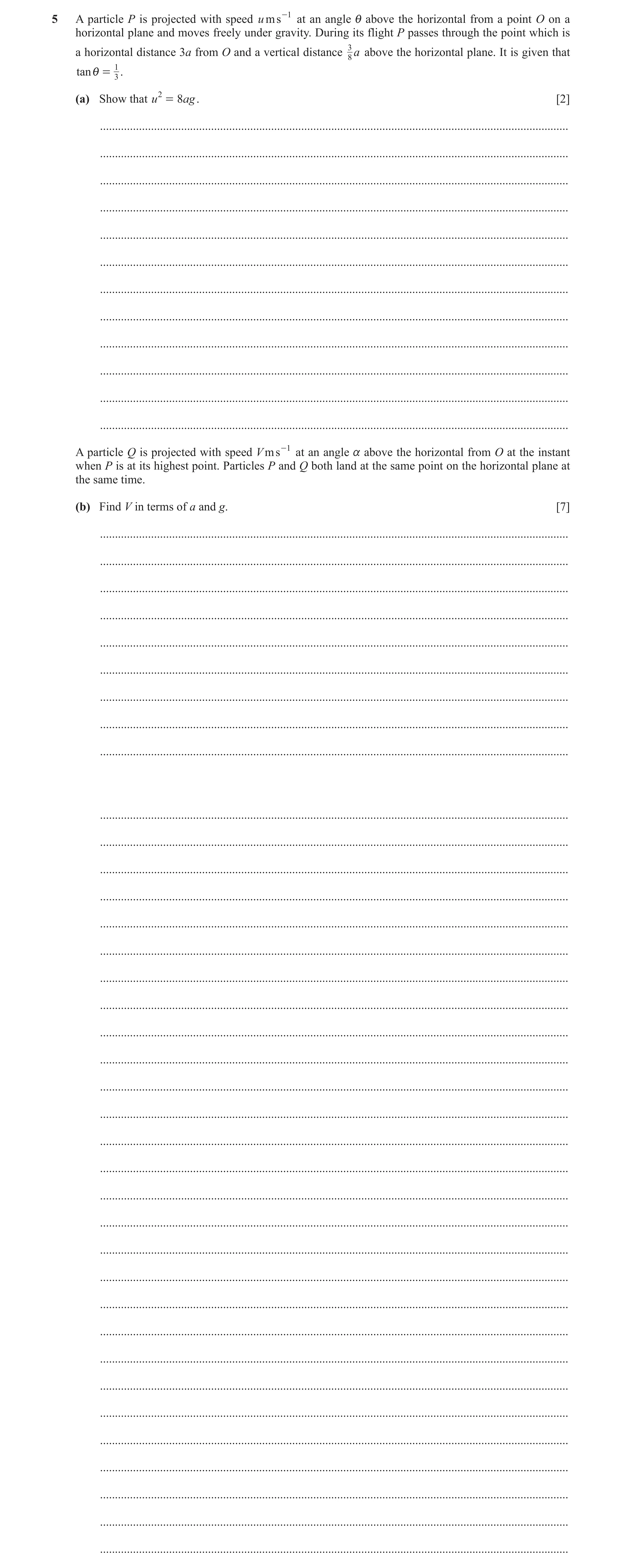 Question 29: A particle P is projected with speed u ms -1 at an angle i above the horizontal from a point O on a horizontal plane and moves freely under…