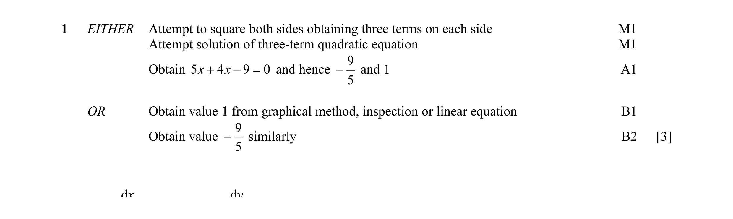 Mark scheme for question 10