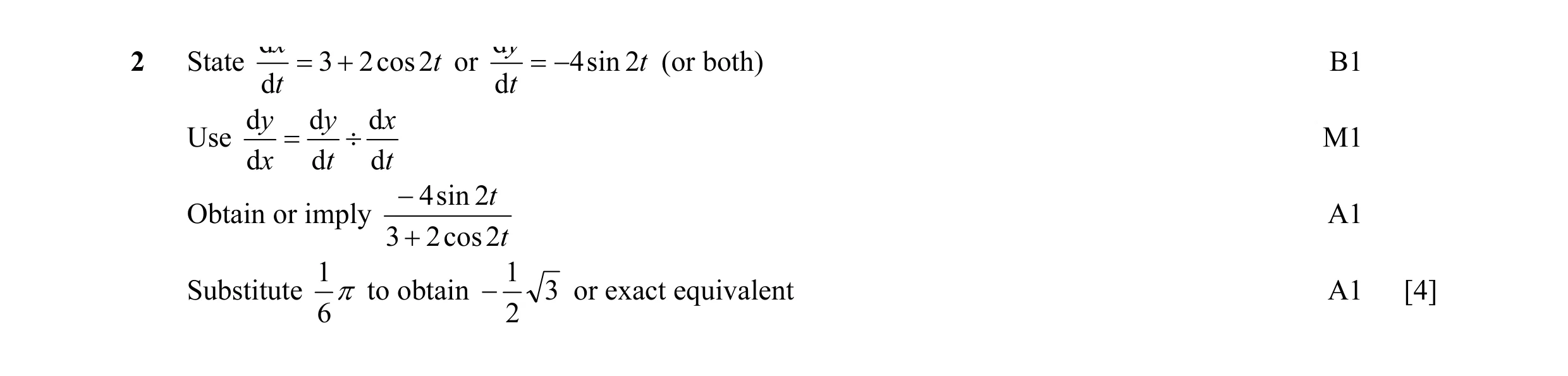 Mark scheme for question 20