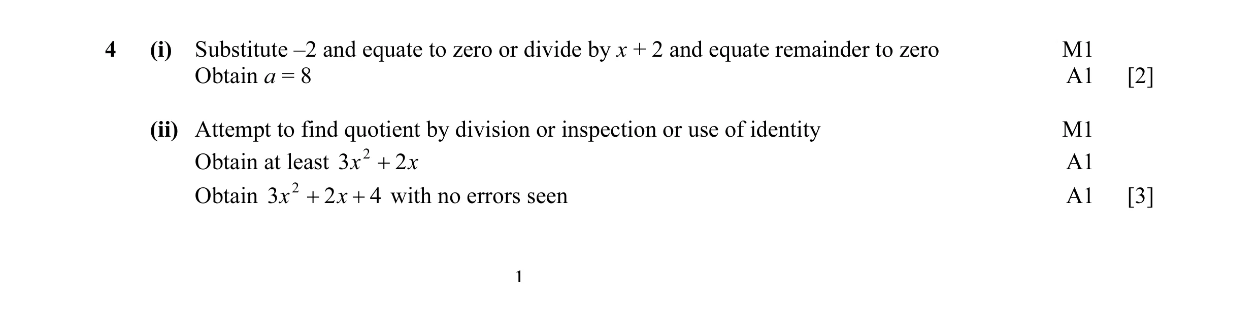 Mark scheme for question 22