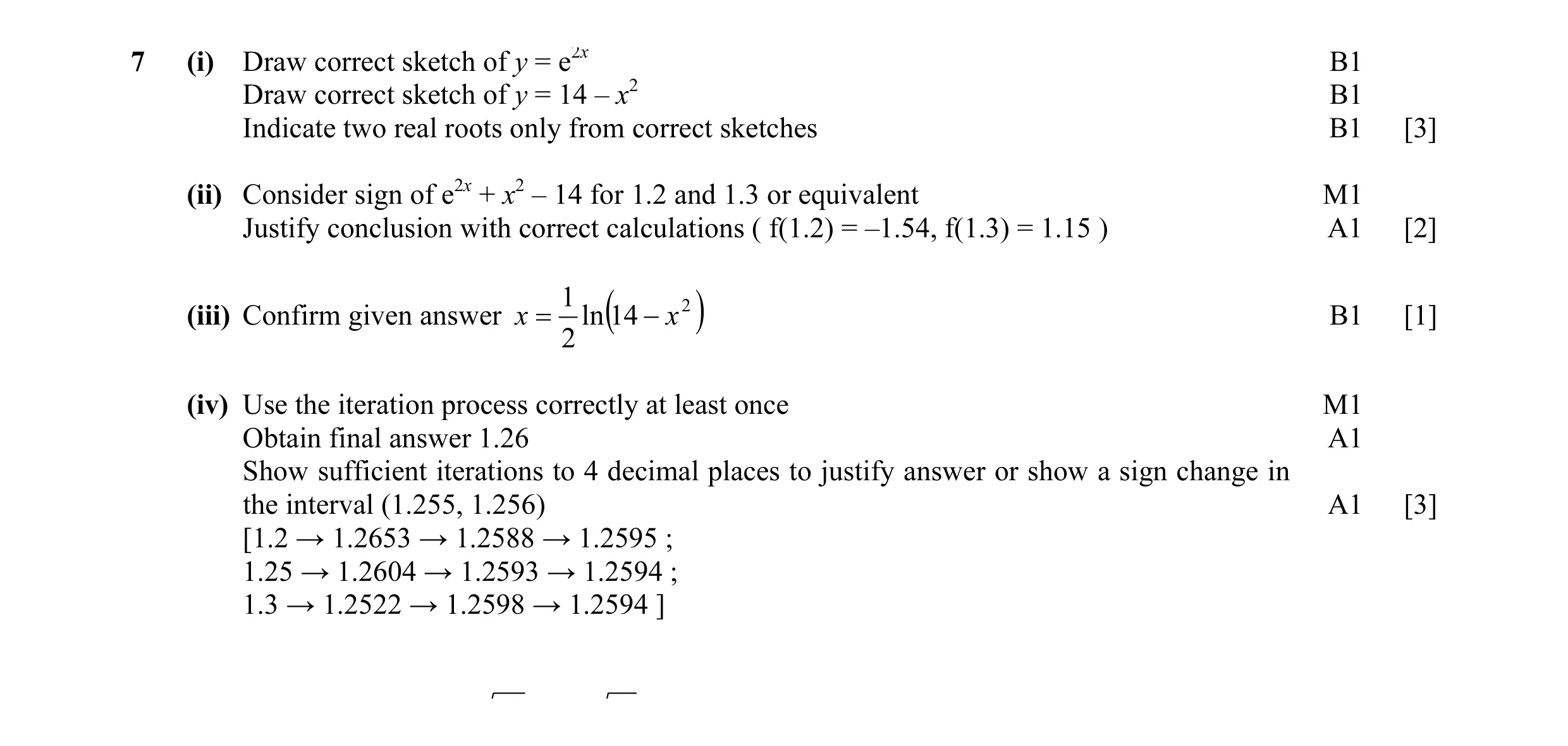 Mark scheme for question 3
