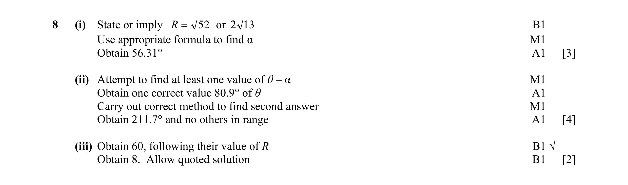 Mark scheme for question 20