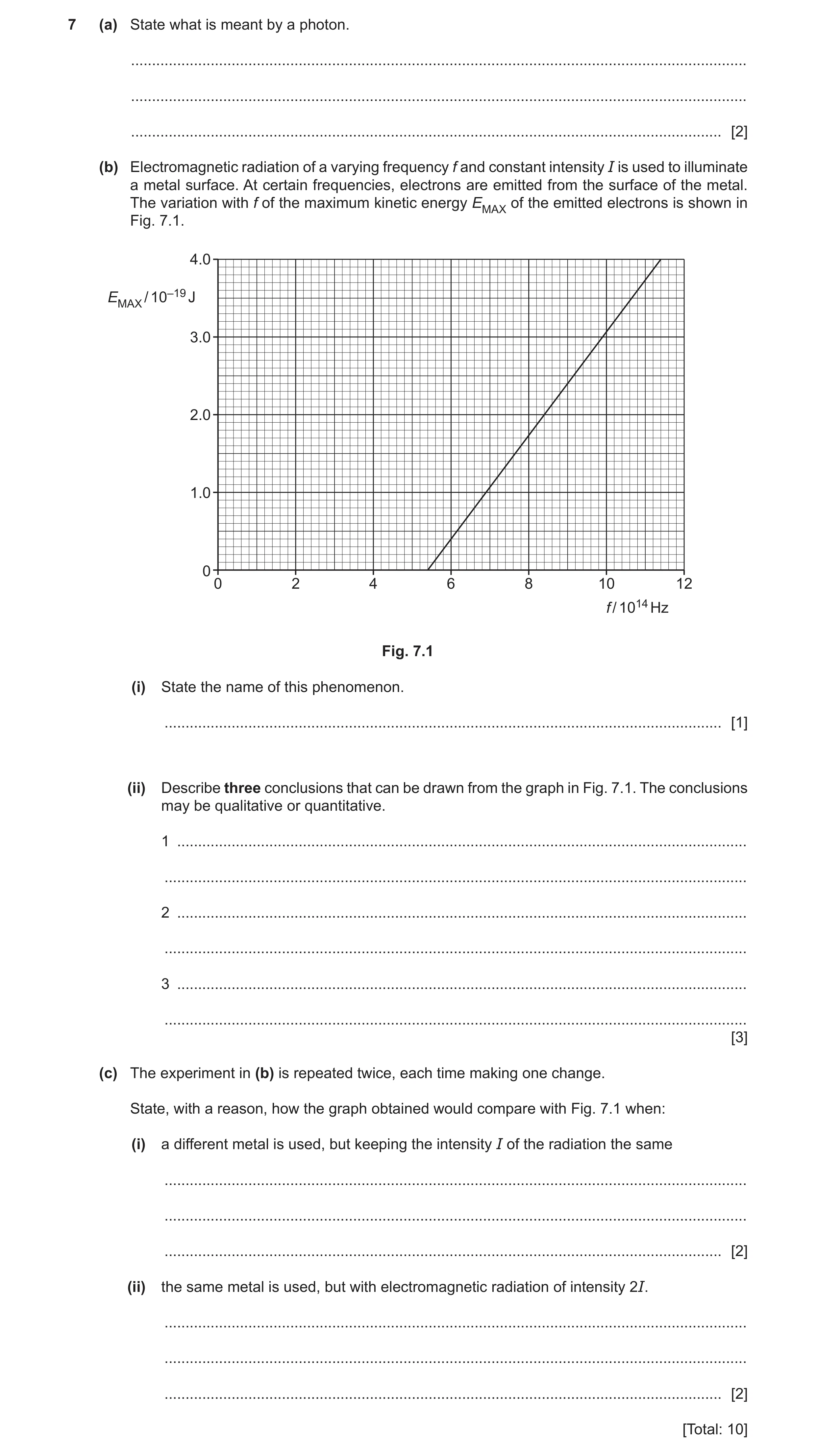 Question 16: (a) State what is meant by a photon. ......................................................................................................…