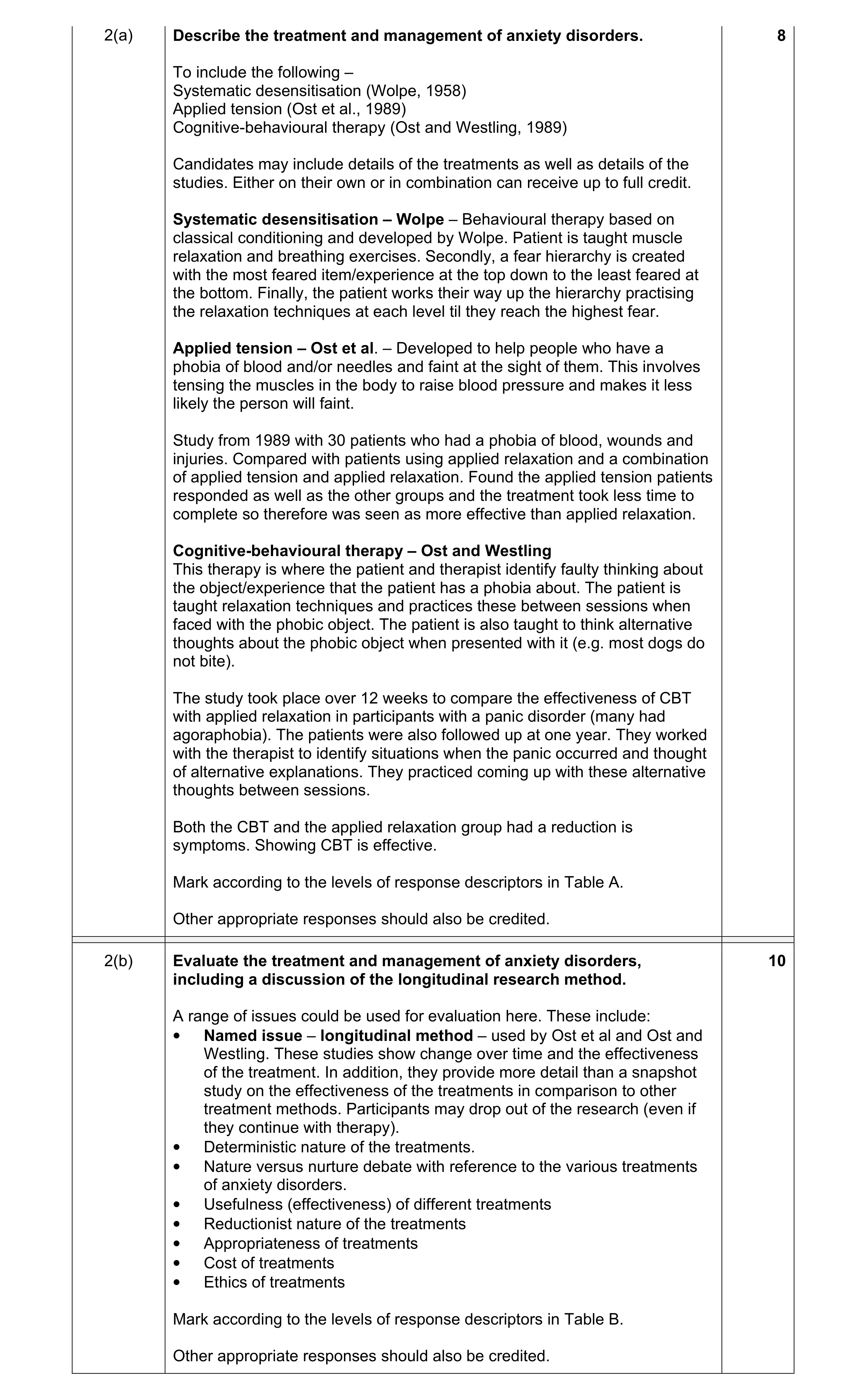 Mark scheme for question 3