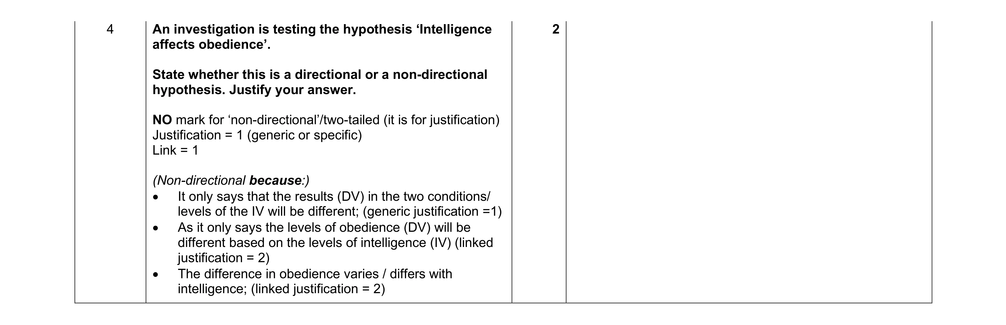 Mark scheme for question 468
