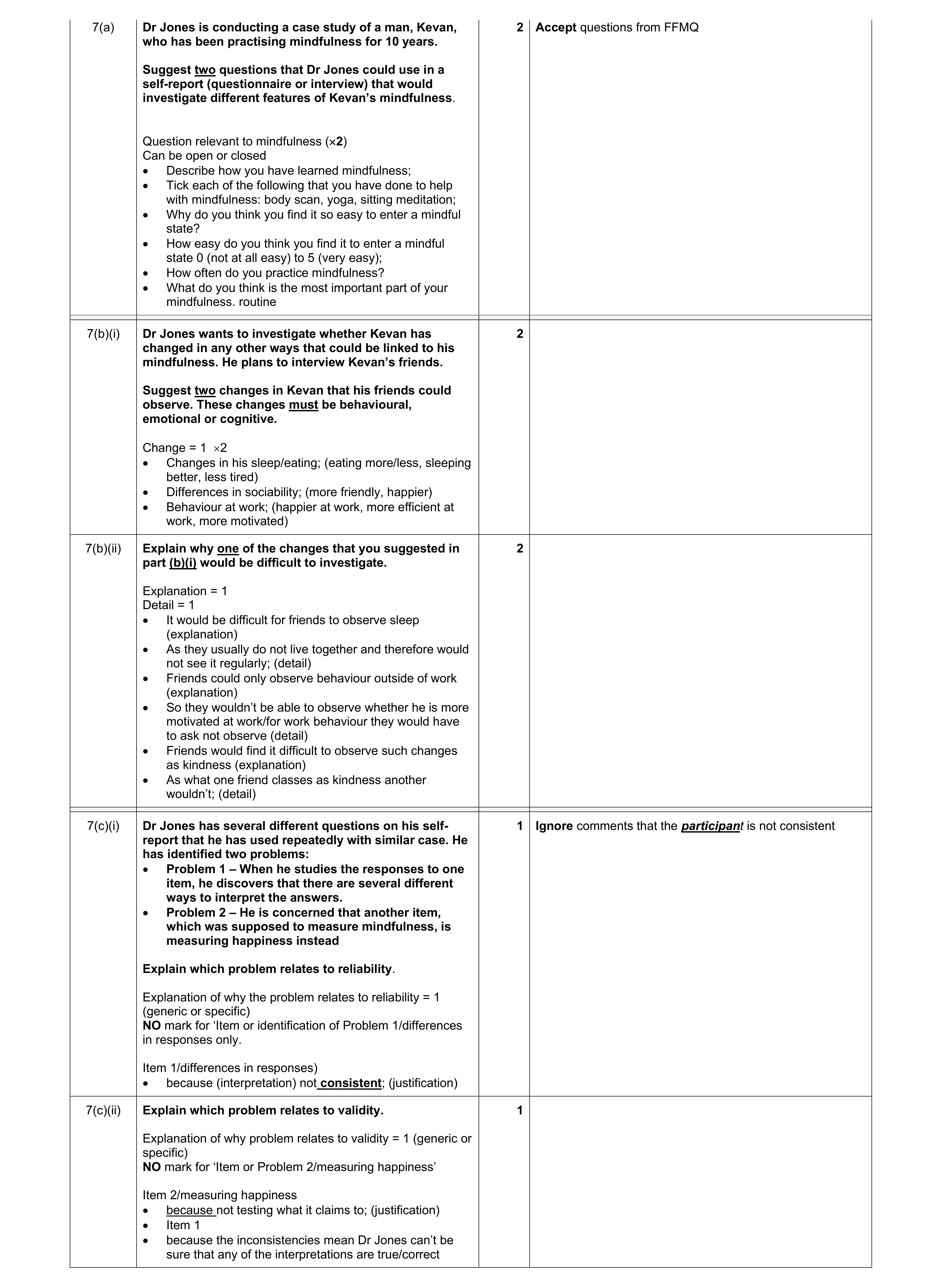 Mark scheme for question 471