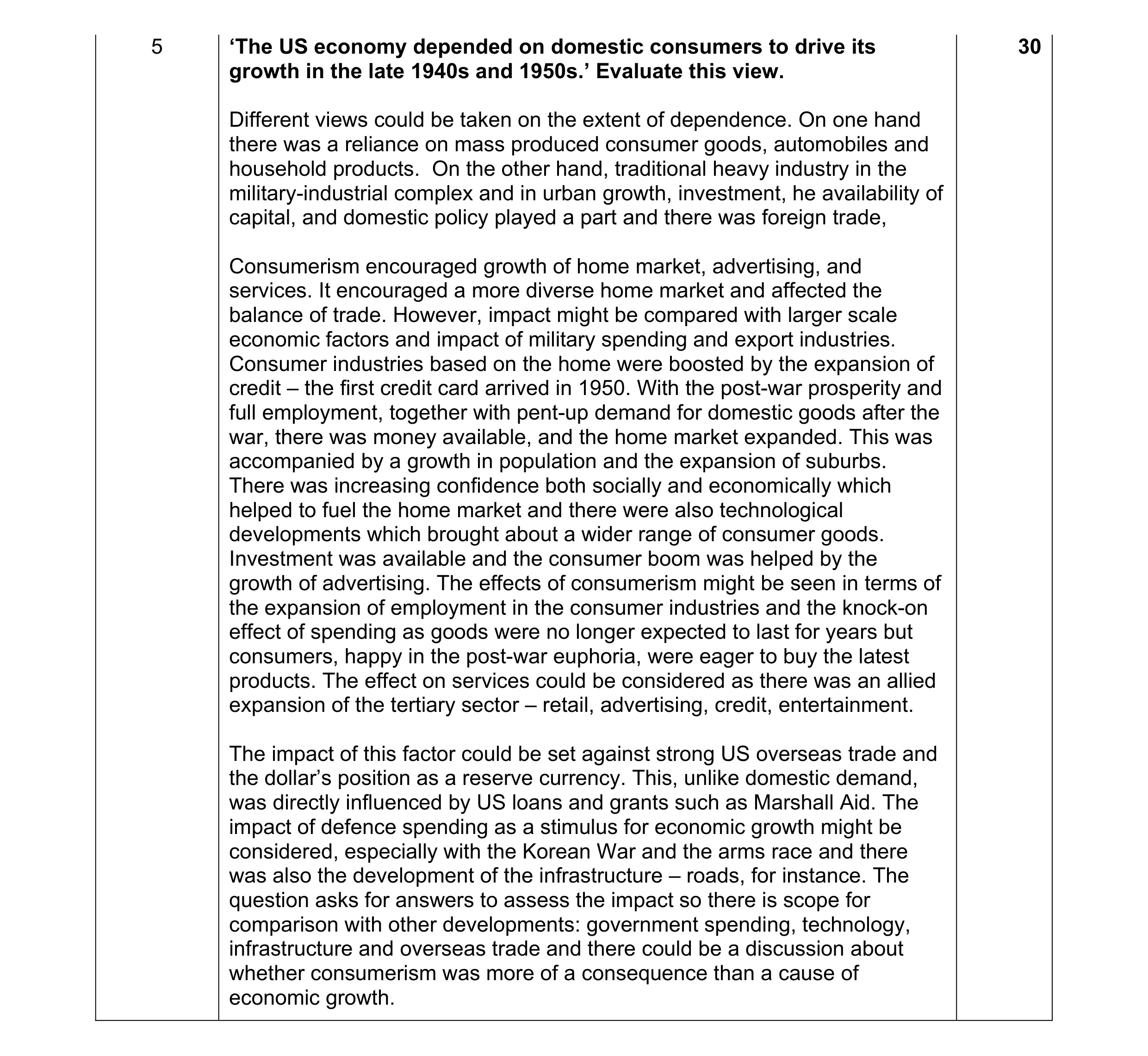 Mark scheme for question 13