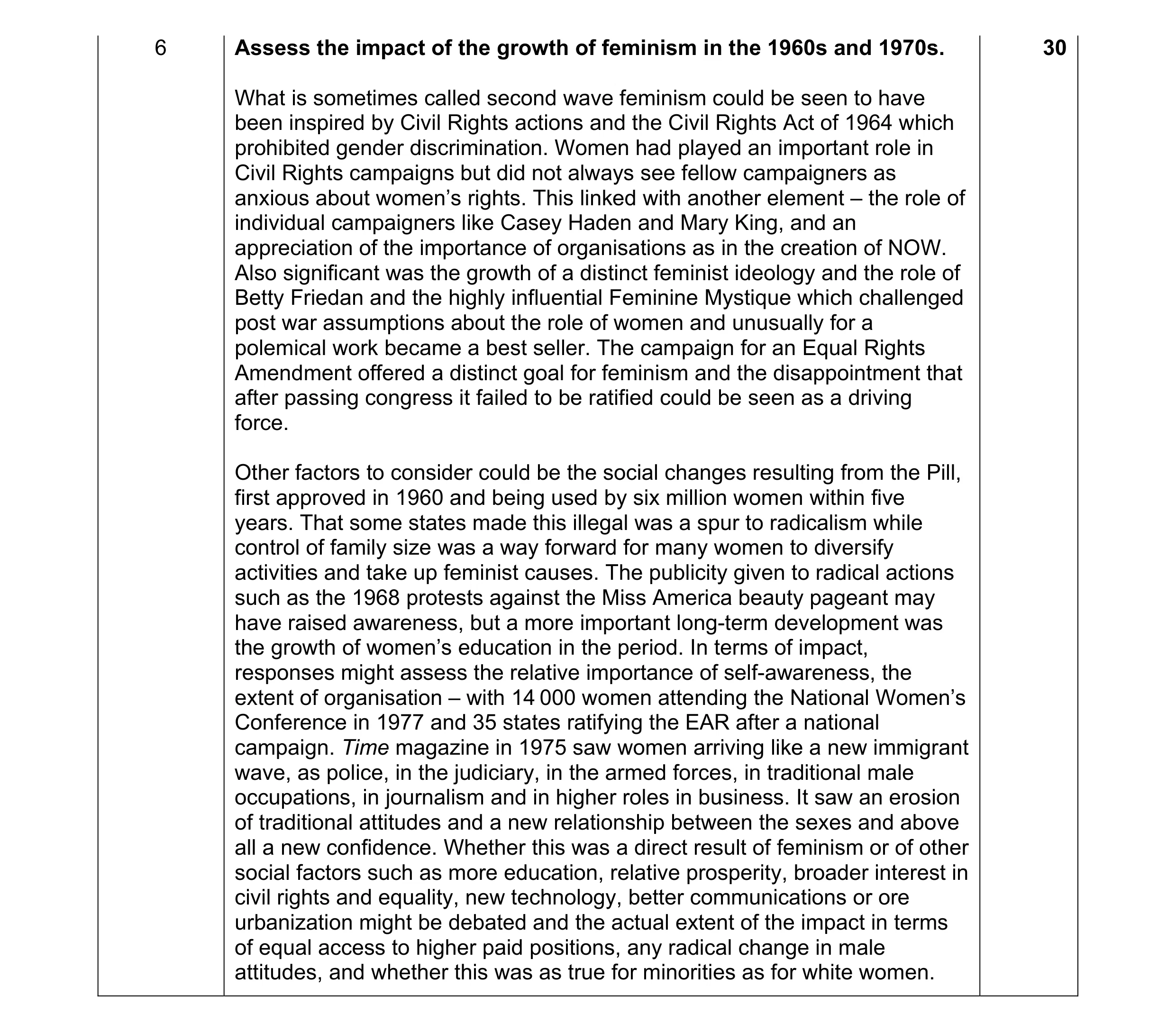 Mark scheme for question 18