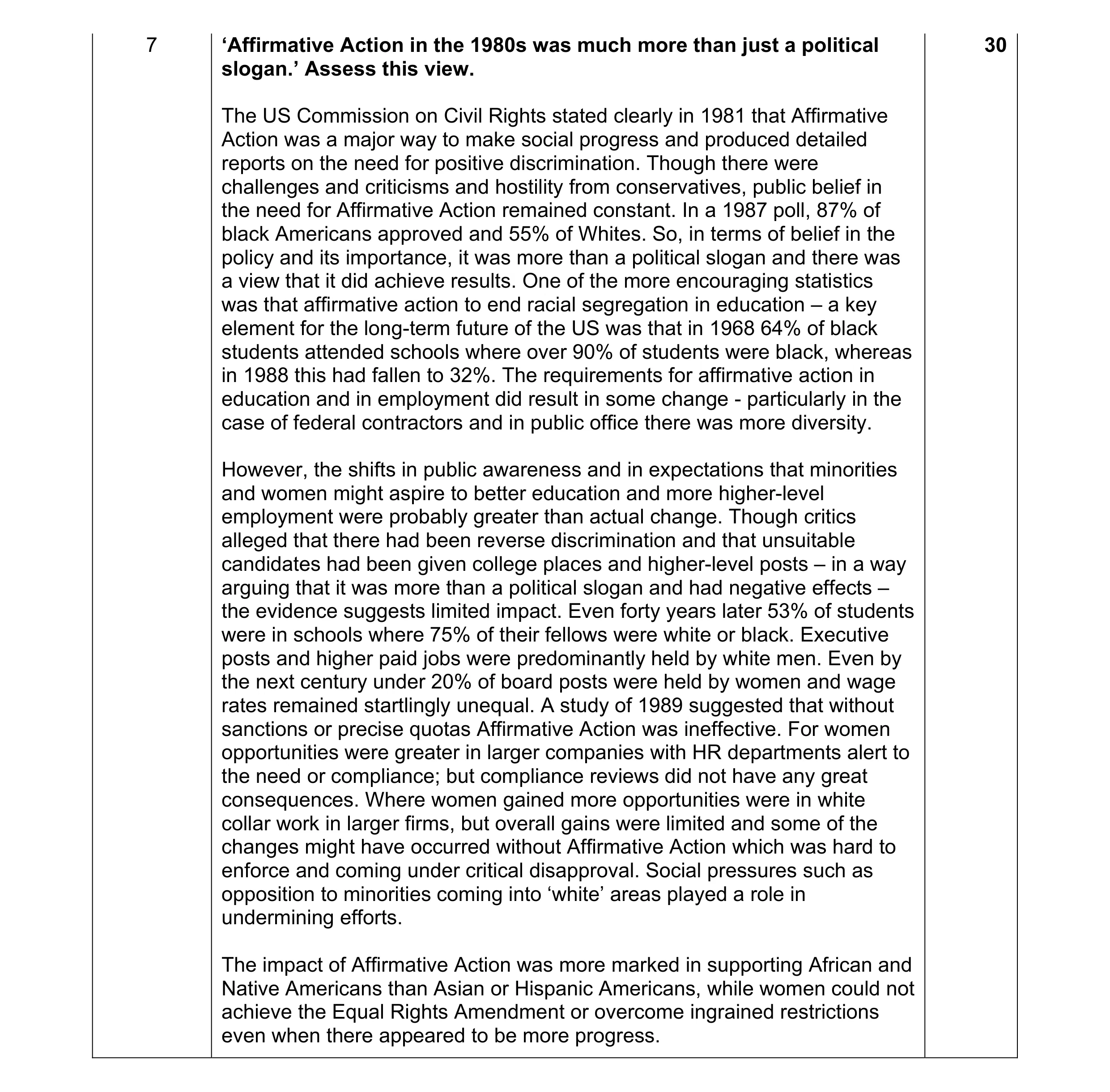 Mark scheme for question 19