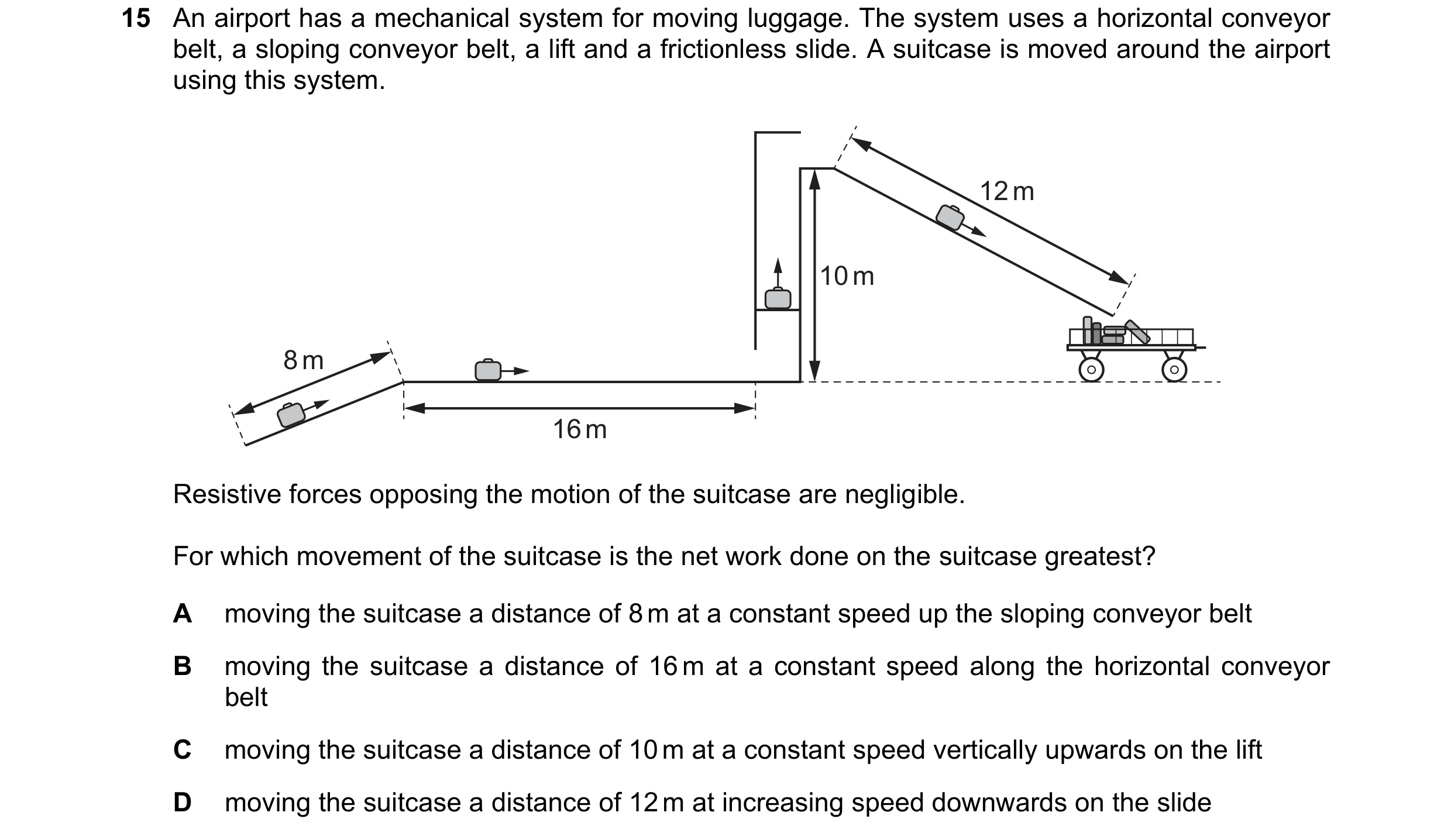 Question 235: An airport has a mechanical system for moving luggage. The system uses a horizontal conveyor belt, a sloping conveyor belt, a lift and a fr…