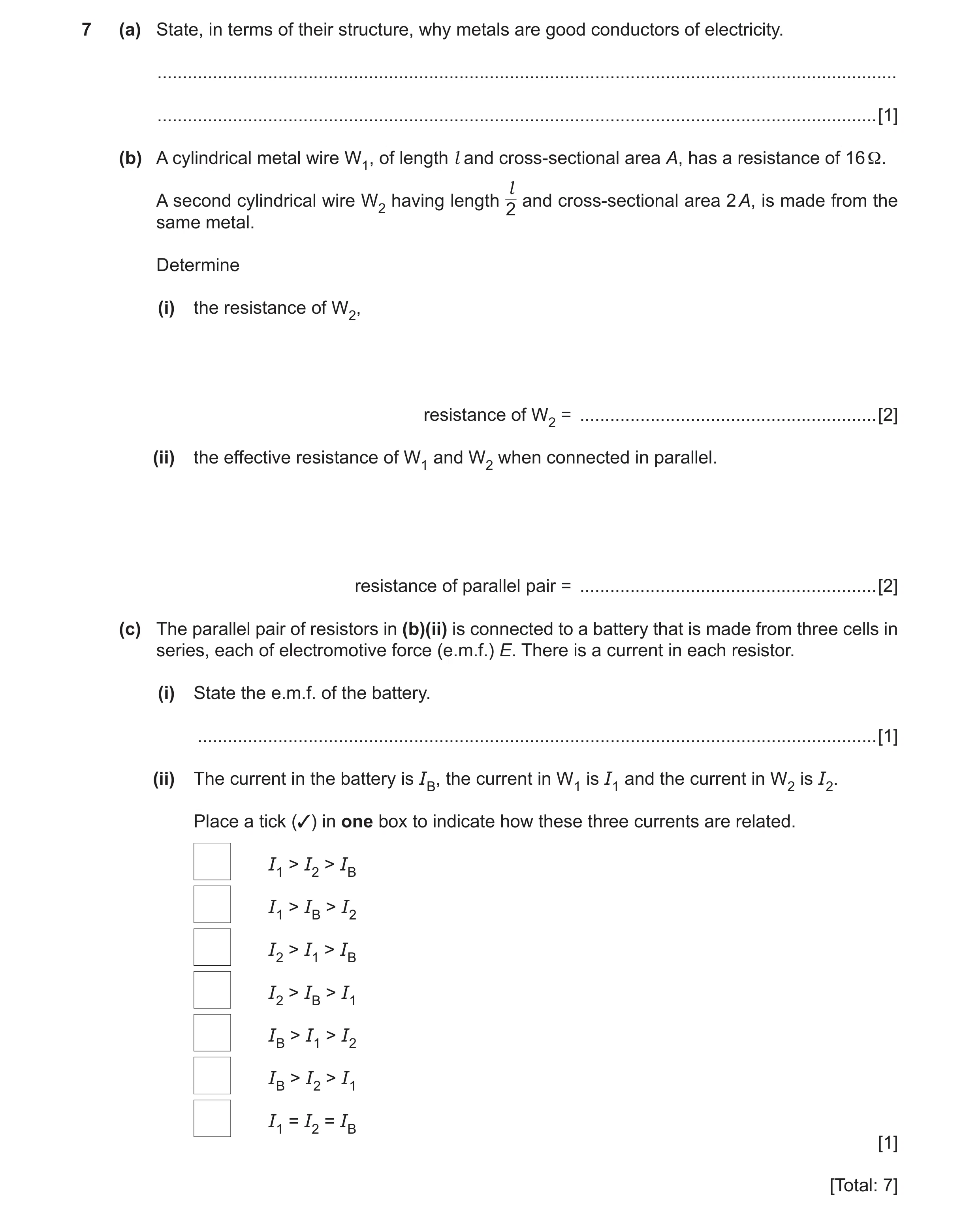 Question 8: (a) State, in terms of their structure, why metals are good conductors of electricity. ....................................................…