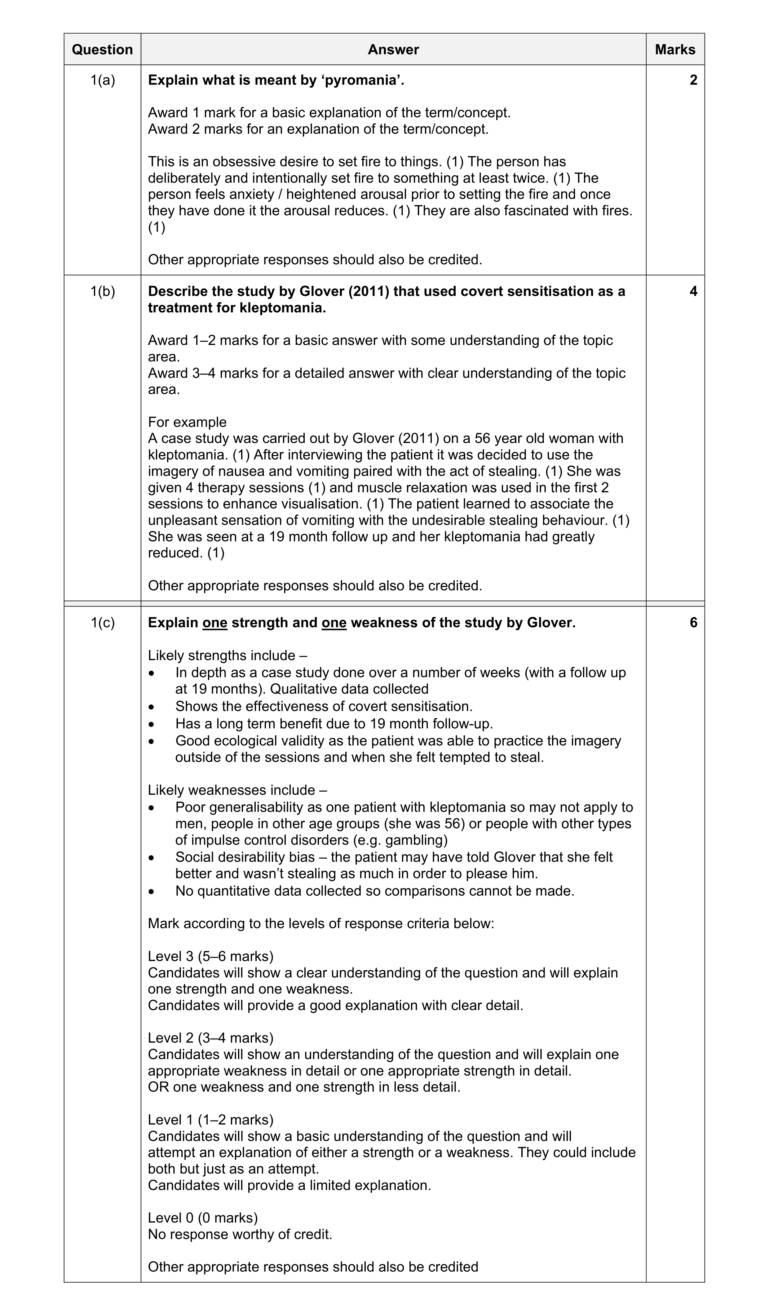 Mark scheme for question 13