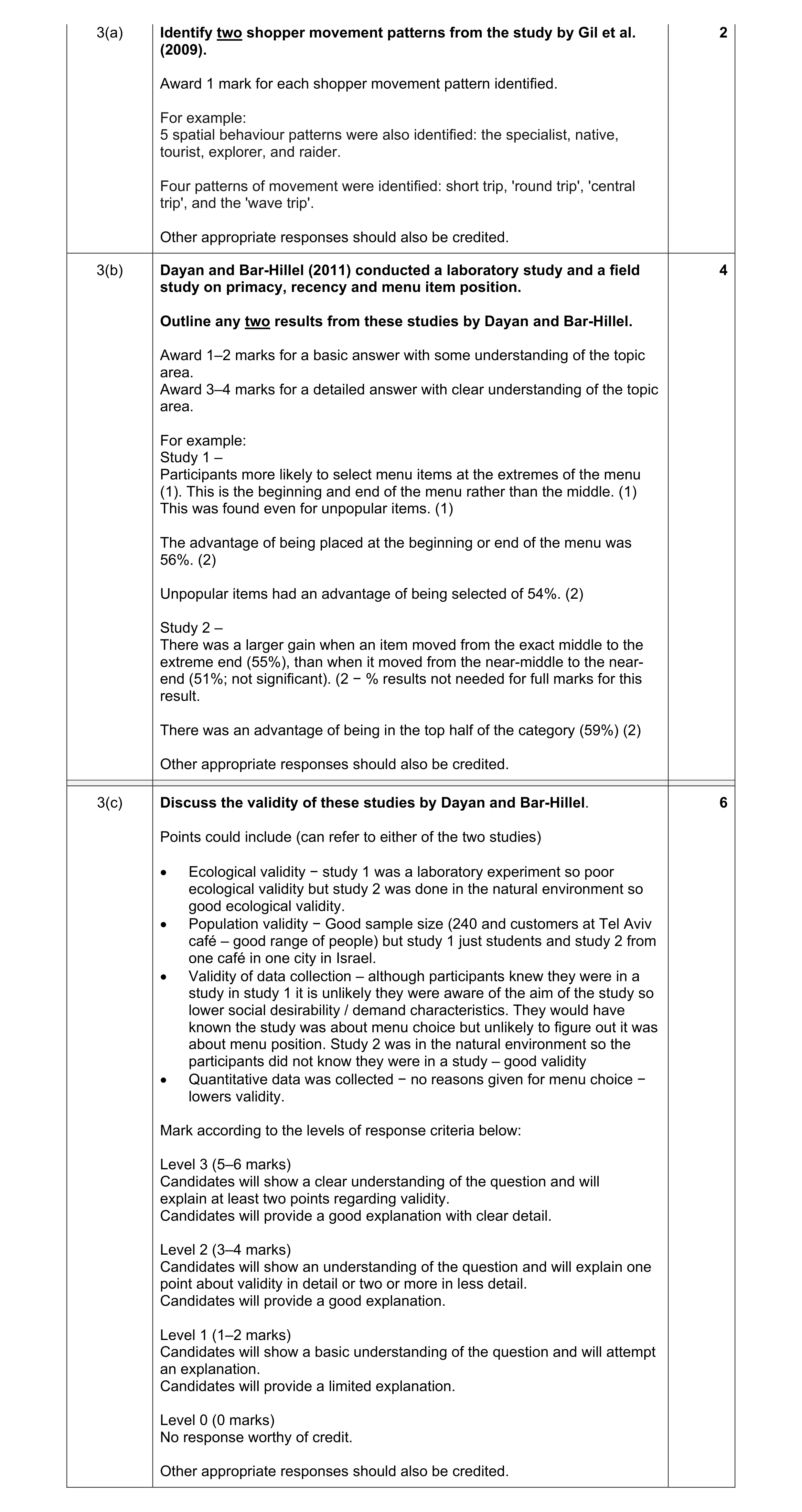 Mark scheme for question 27