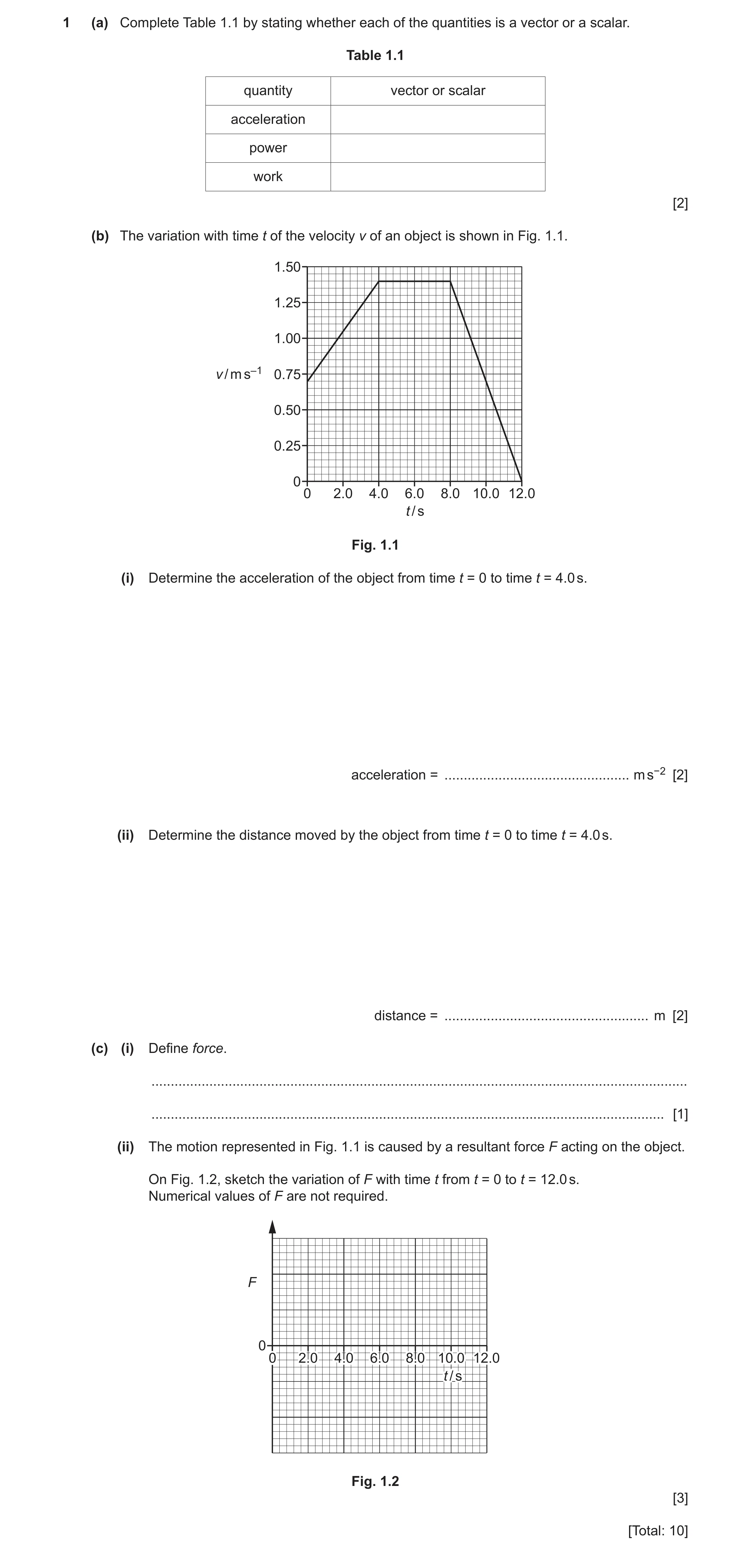 Question 28: (a) Complete Table 1.1 by stating whether each of the quantities is a vector or a scalar. Table 1.1 quantity vector or scalar acceleration …