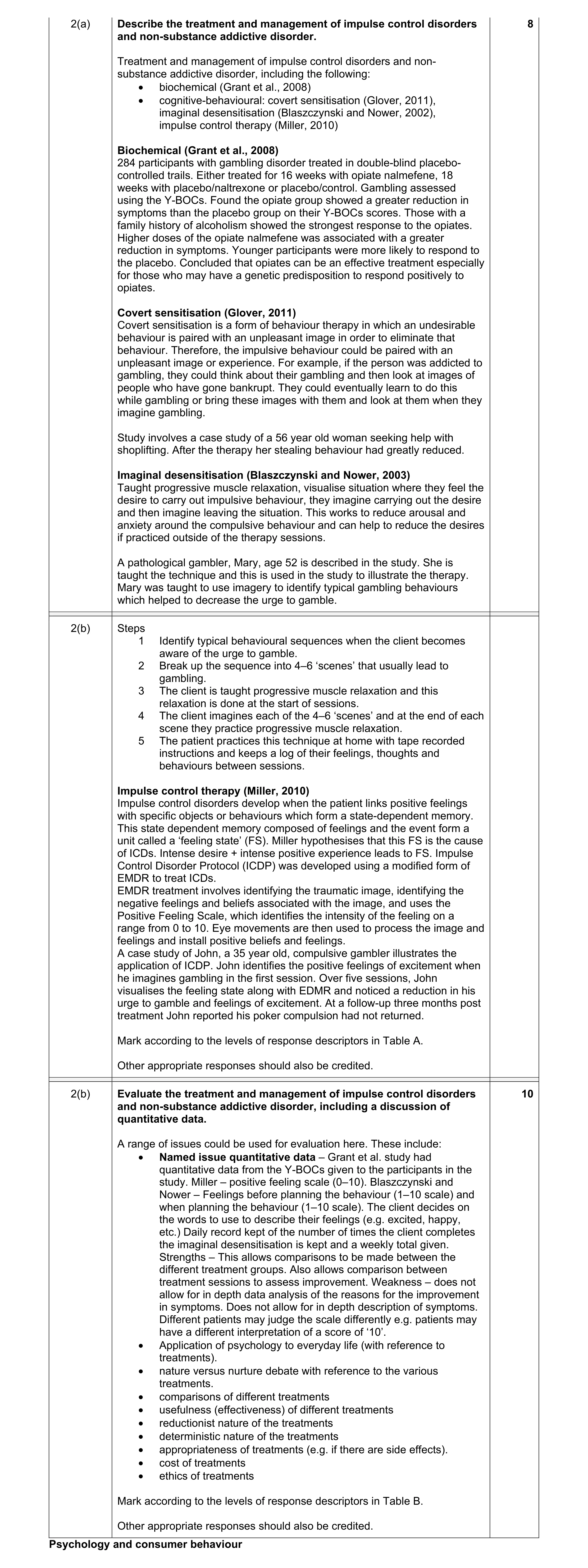 Mark scheme for question 7