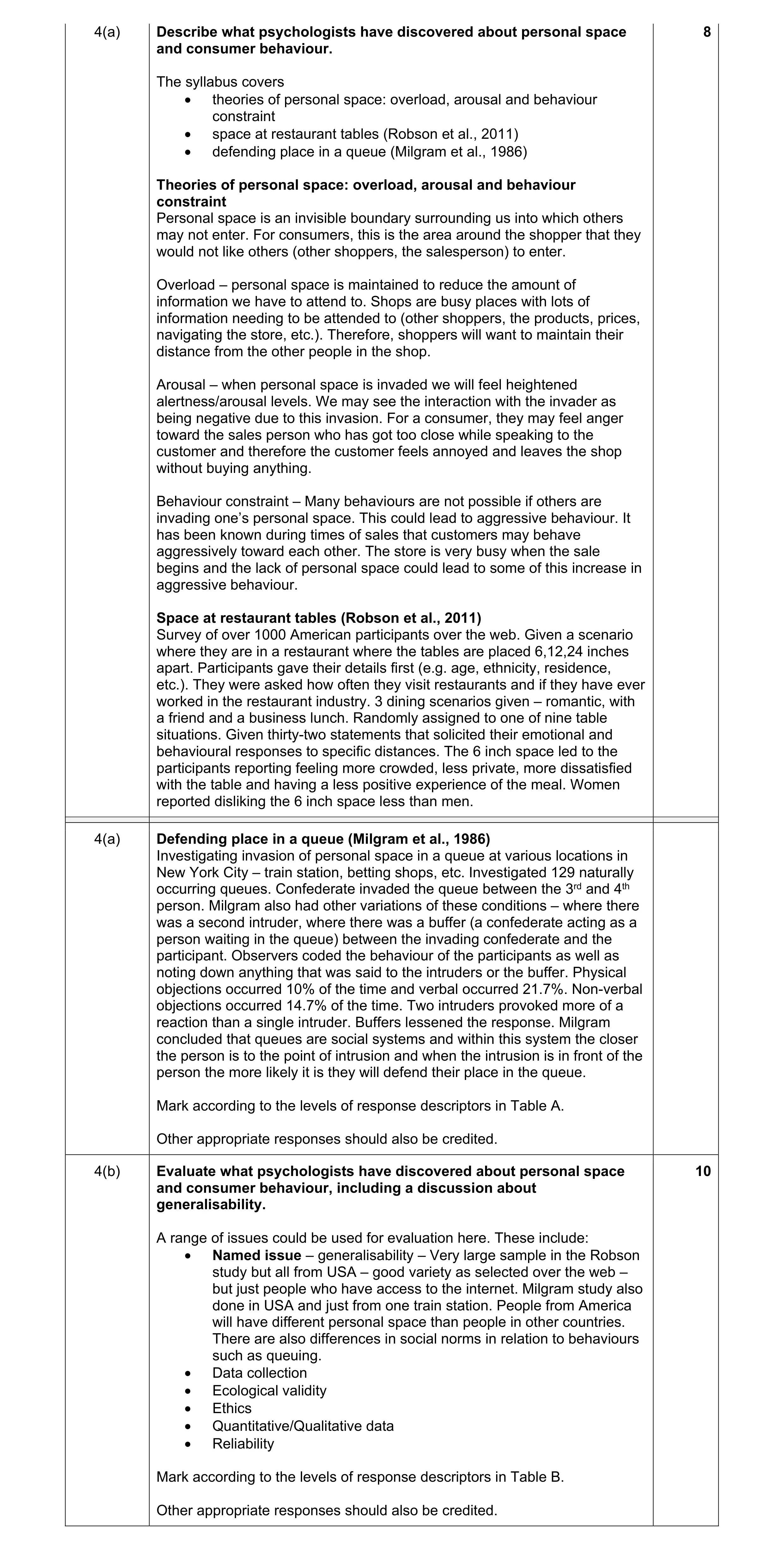 Mark scheme for question 16