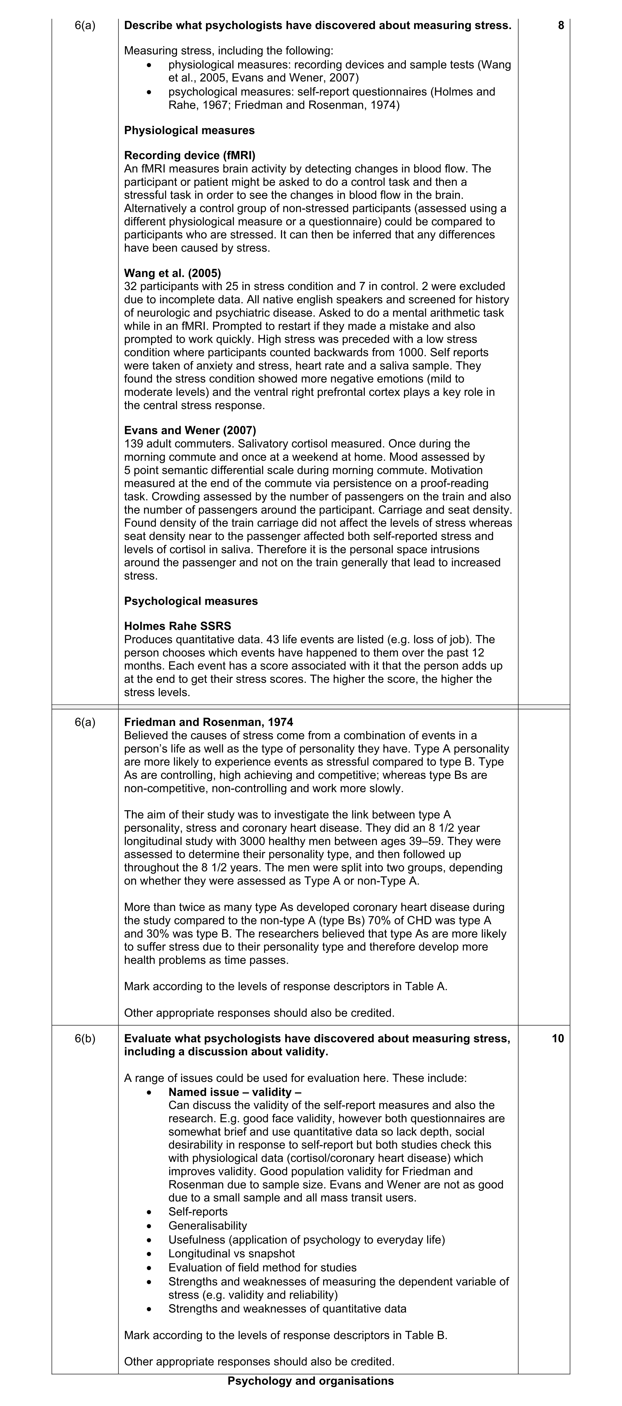 Mark scheme for question 5