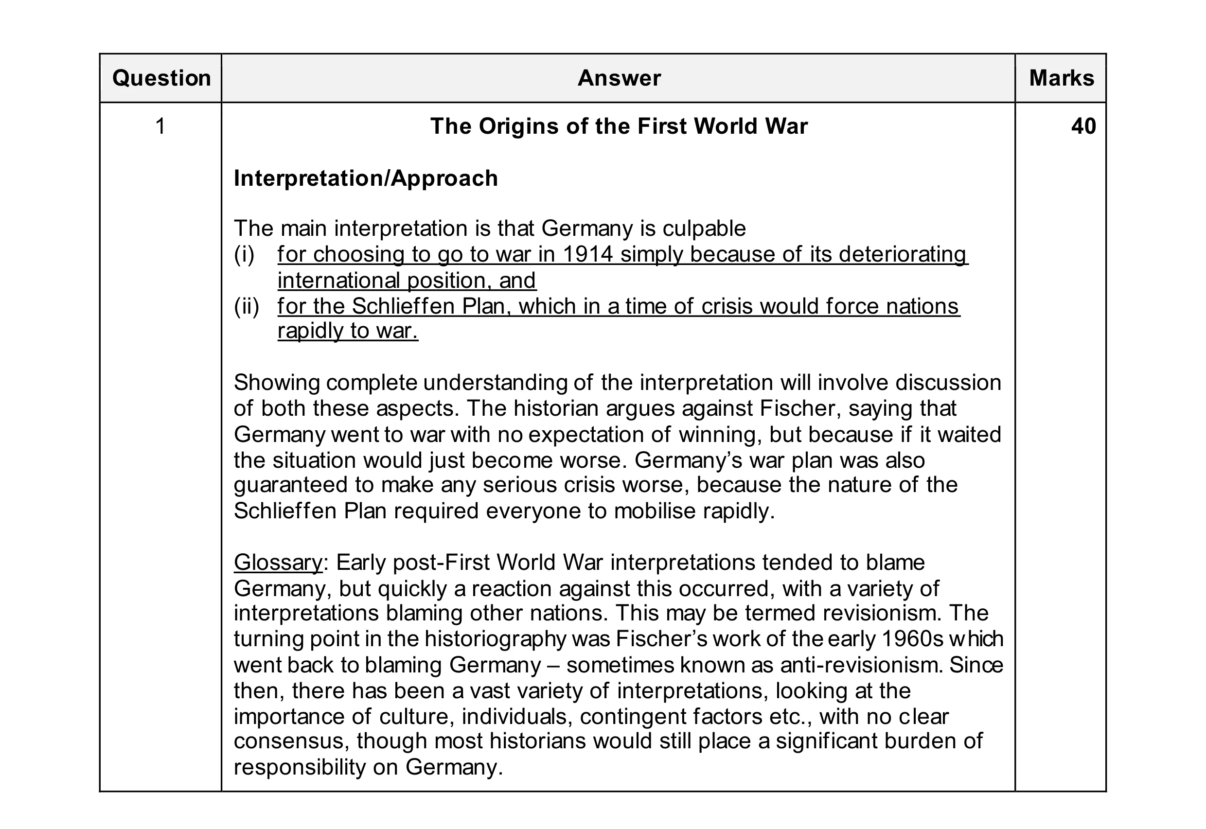 Mark scheme for question 69