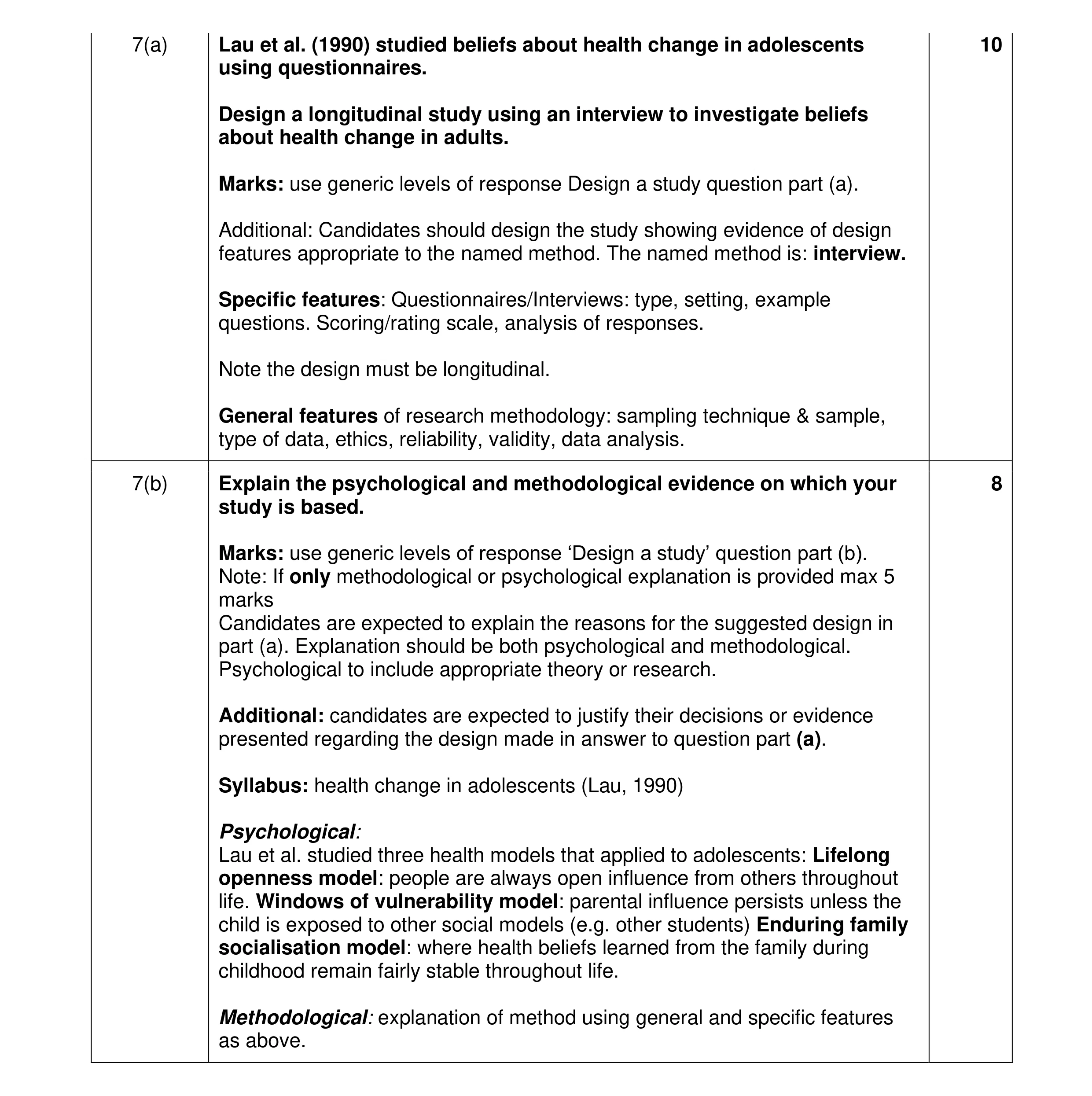 Mark scheme for question 23