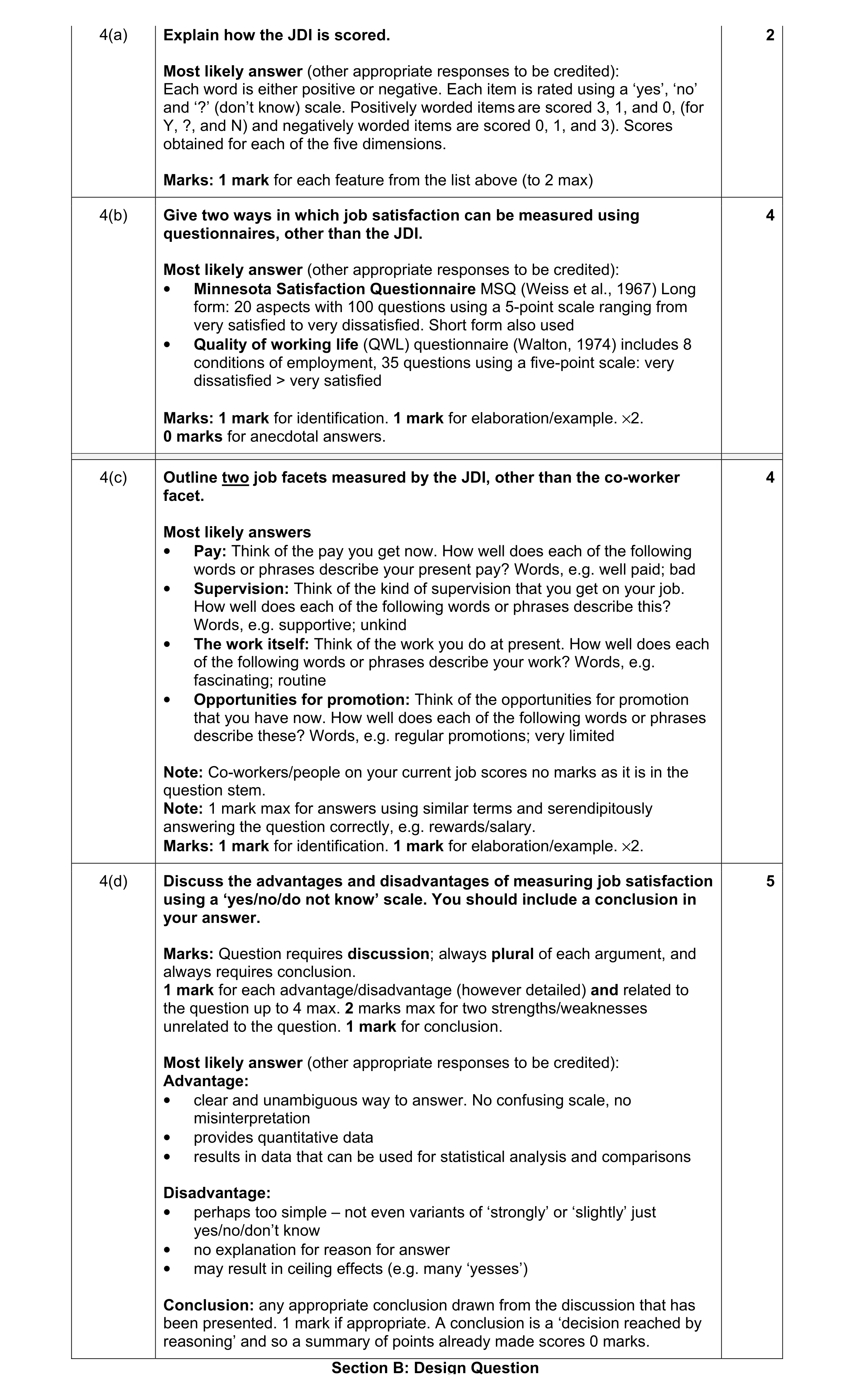 Mark scheme for question 18