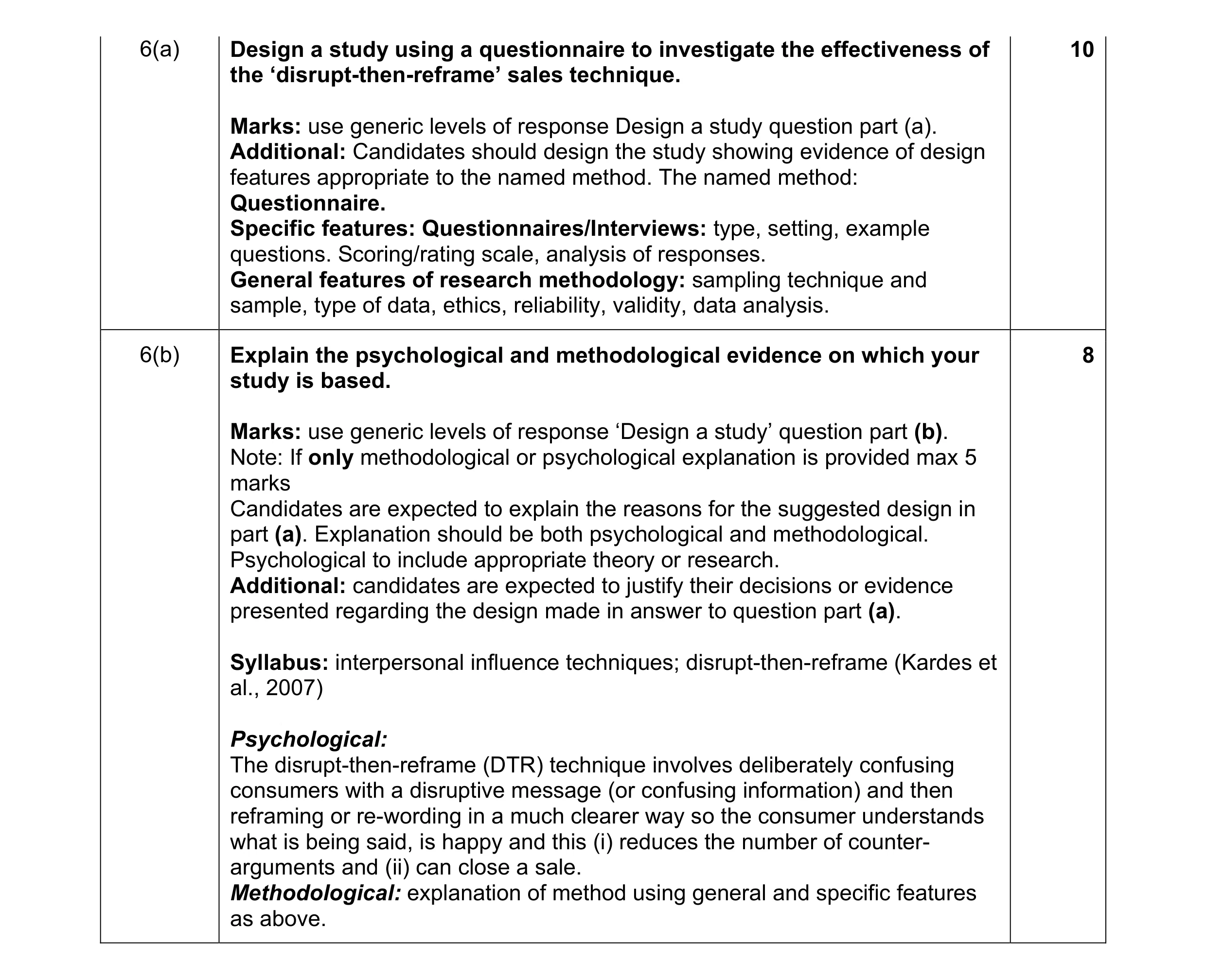 Mark scheme for question 13