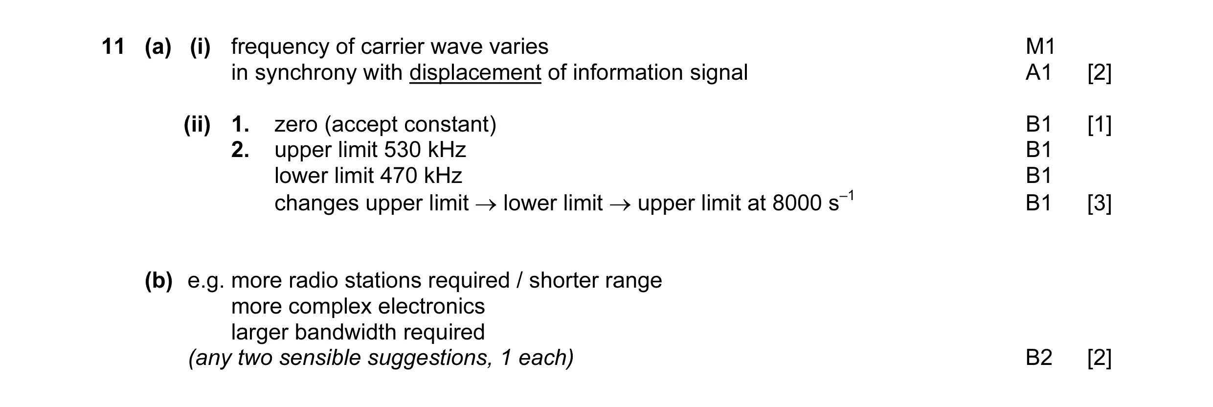 Mark scheme for question 2