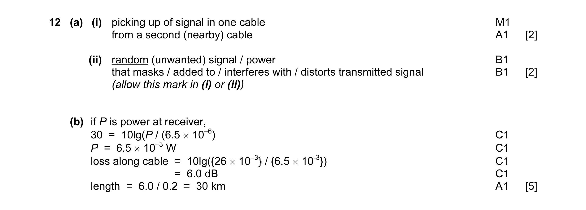 Mark scheme for question 3