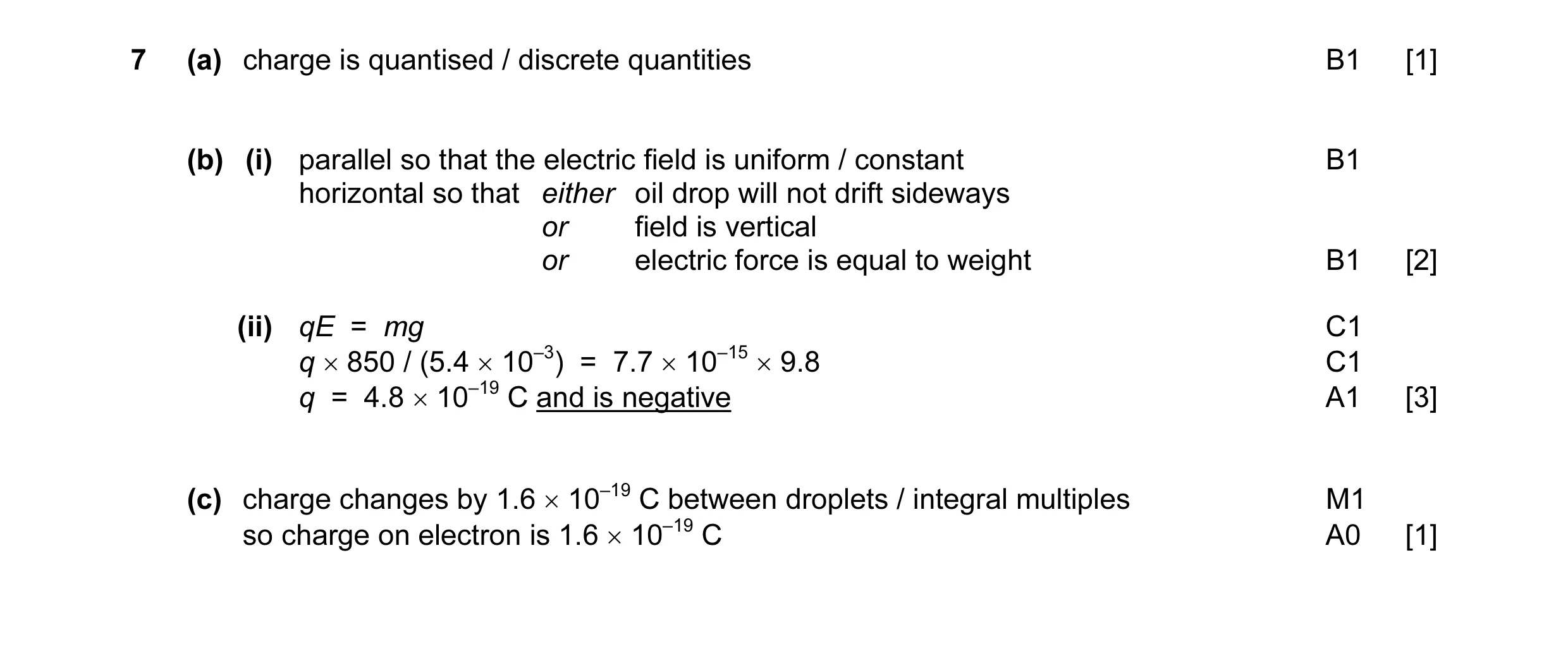 Mark scheme for question 3