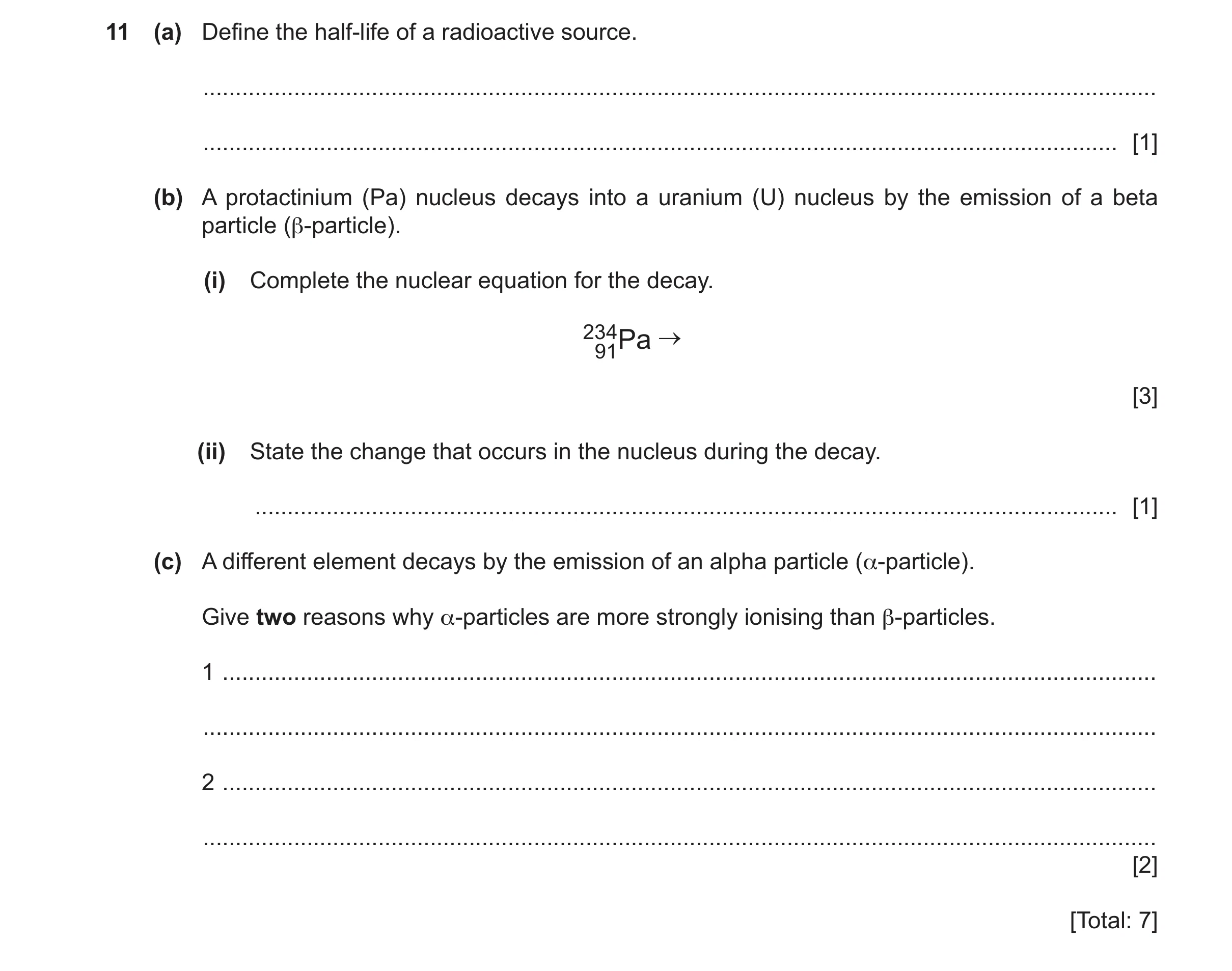 Question 64: (a) Define the half-life of a radioactive source. .........................................................................................…