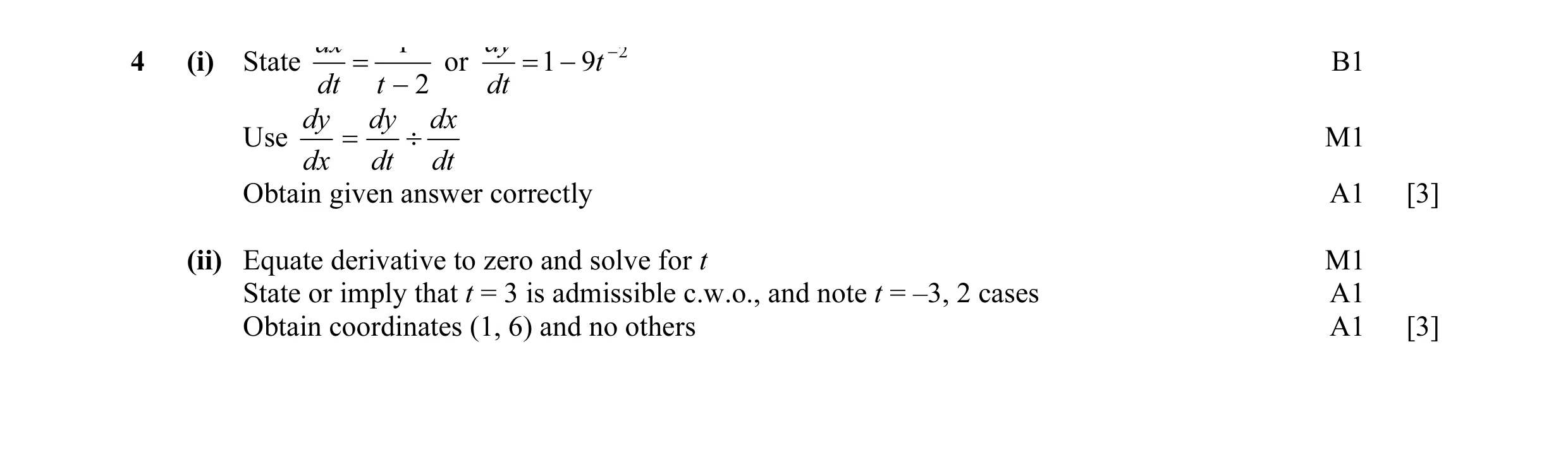 Mark scheme for question 15