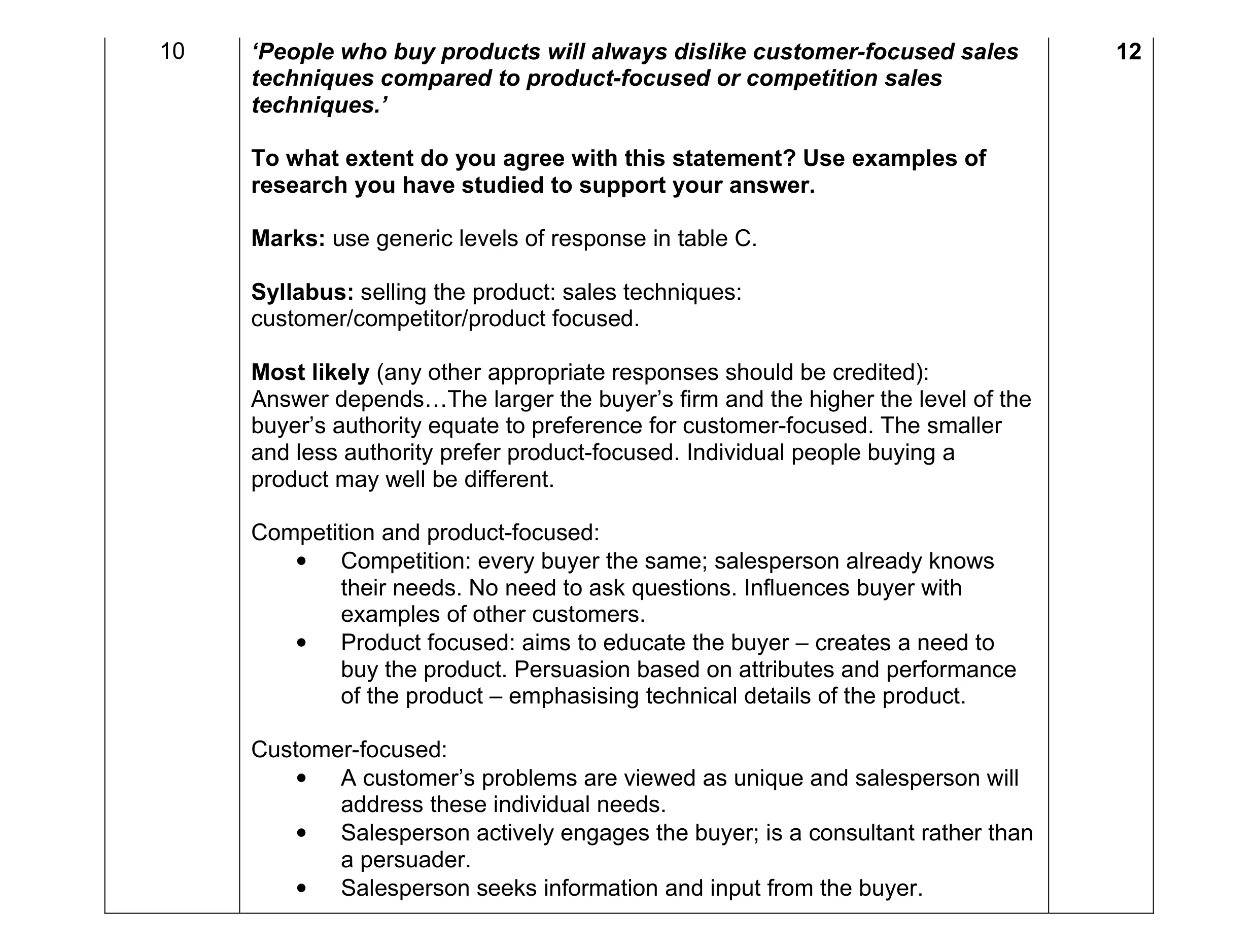 Mark scheme for question 1