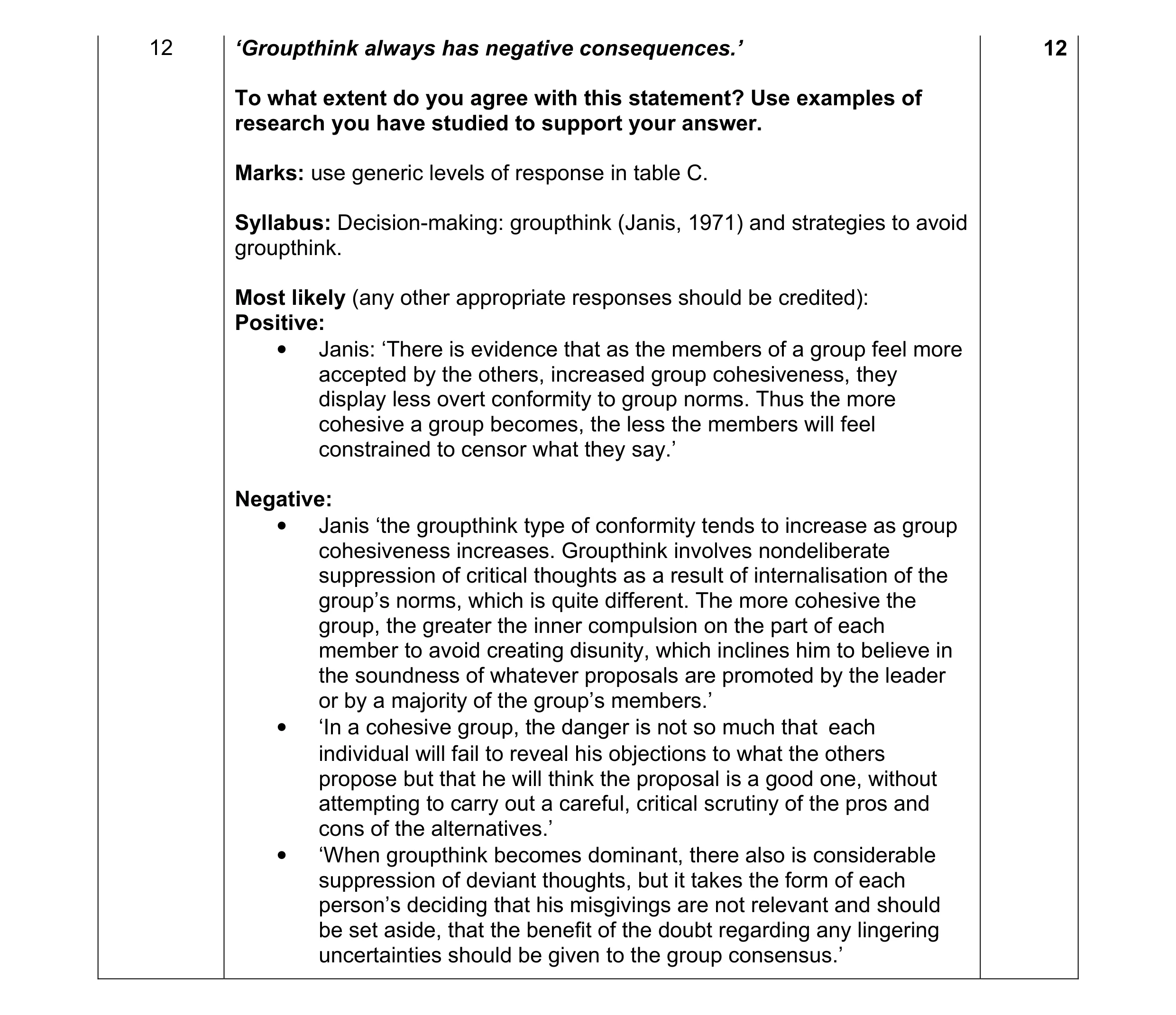Mark scheme for question 1